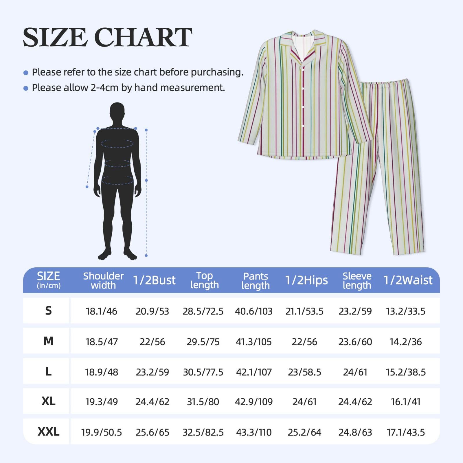 A righe. Stampa Uomo Manica Lunga Pigiama Set Sleepwear Due Pezzi Casa Viaggio Outfit Lounge Pantaloni