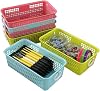 Cadineer Small Plastic Rectangular Desktop Storage Basket, Pack of 6