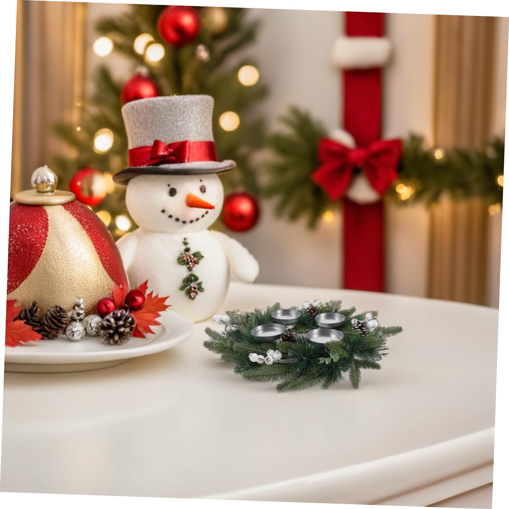 Healifty Decoración de Guirnalda Navideña con Piñas y Bayas Falsas para Porta Vela de Adviento Guirnalda