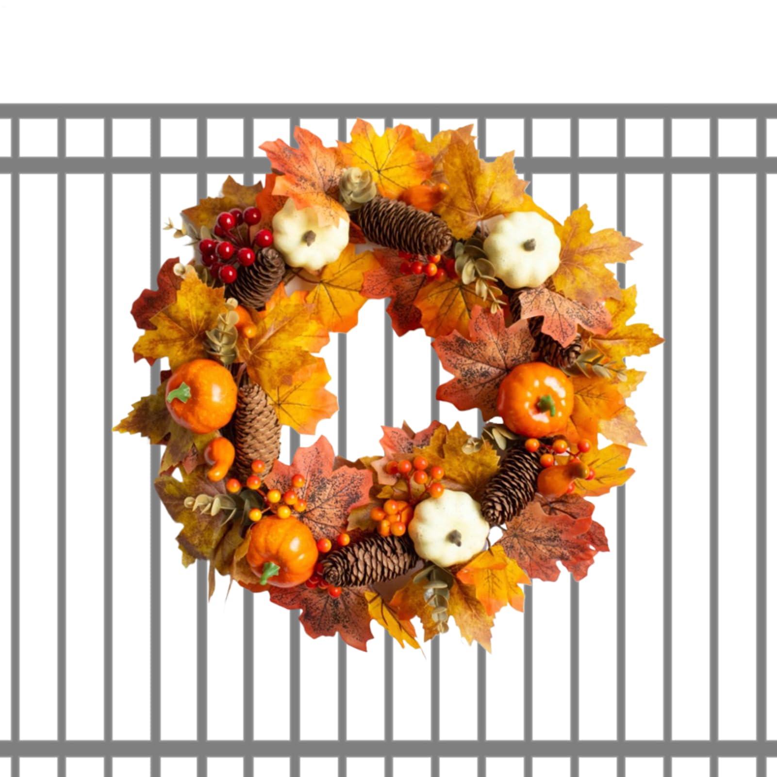 Couronne de porte d'automne de 45 cm pour decoration de maison et de fetes de la recolte