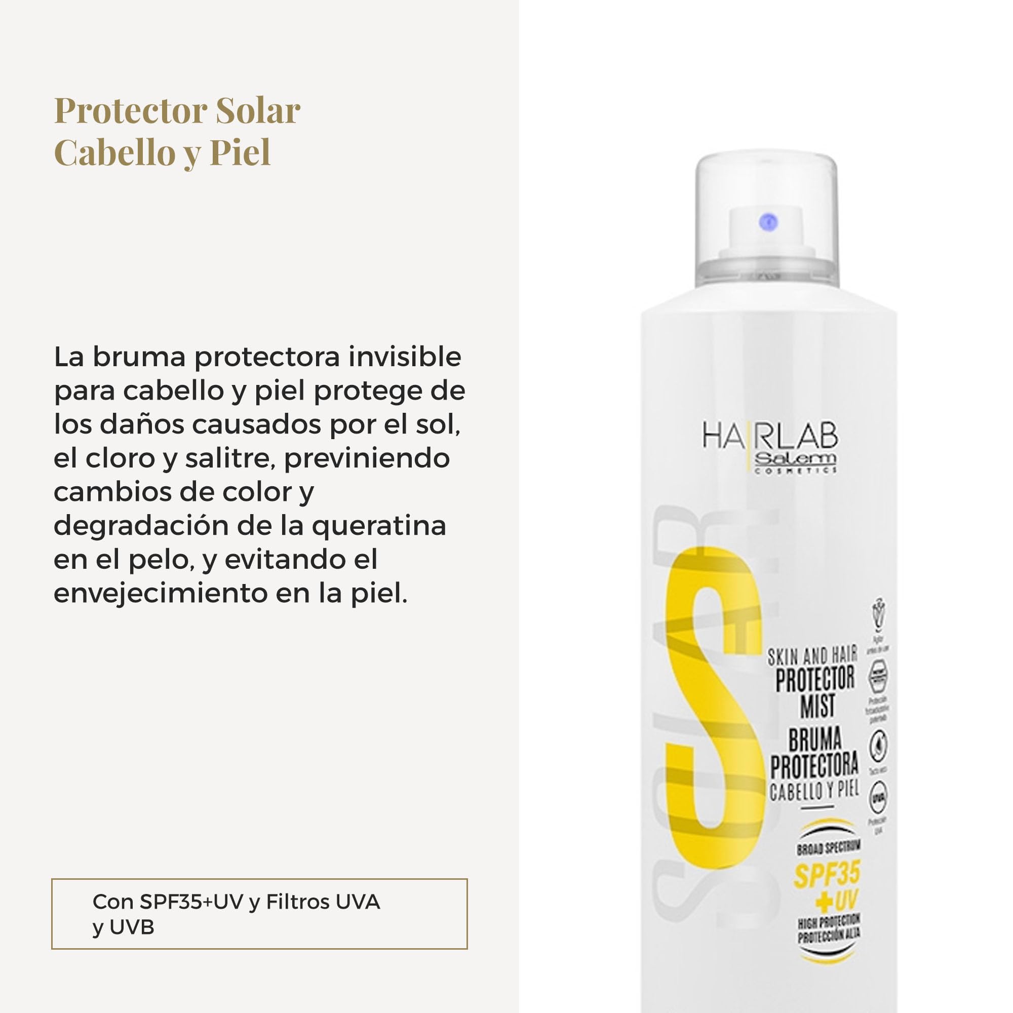 SALERM Hair Lab Solar Bruma Protectora SPF35+ UV 200 ml Antiencrespamiento Vegano