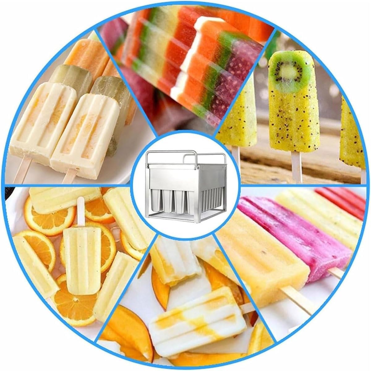 Juego de 40 moldes de helado, moldes reutilizables de acero inoxidable para helados y postres de congelación rápida, moldes trenzados para hacer paletas y paletas