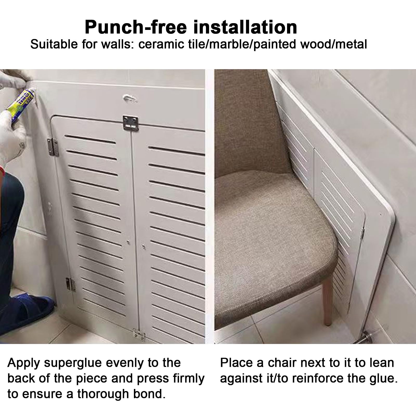 Heizungsverkleidung mit 2 Türen, PVC-Rohrleitungsabdeckungen, Abschirmdesign, für Schaltschränke und Rohröffnungen(80 * 70cm)