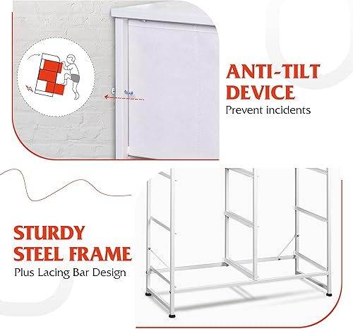 Miniatura 7 de WLIVE Cómoda blanca para dormitorio, cómoda doble de 6 cajones, torre de almacenamiento de tela con cubos de tela, cómoda para armario, sala de