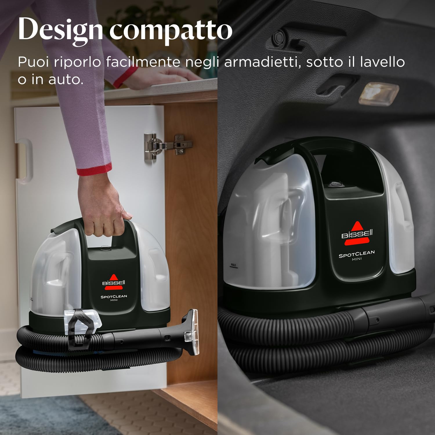 BISSELL SpotClean Mini Lavatappeti con Cavo, Lava Tappezzeria Portatile, Perfetto per Pulizie Veloci, Compatto e Leggero, Rimuovi Macchie da Auto, Barca, Divani, Materassi e Altro Ancora, 41491