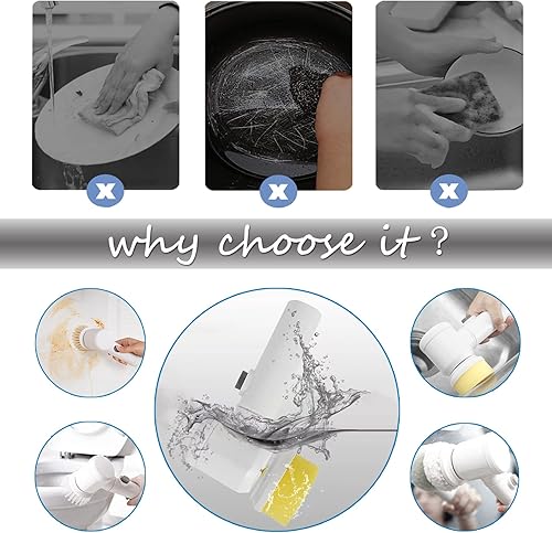 Miniatura 2 de Household Electric Spin Scrubber, Cordless Power Cleaning Brush with 6 Replaceable Brush Heads, Handheld Shower Cleaner Brush, Rechargeable Scrub