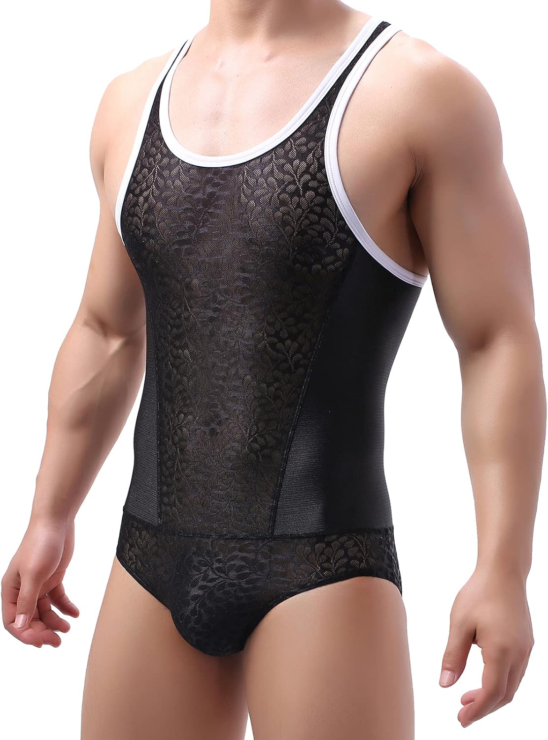 YUFEIDA Men's Athletic Supporters Lace Lingerie Bodysuit Active Base Layers Slim Fit Wrestling Jumpsuit One Piece Singlet at  Men’s Clothing store