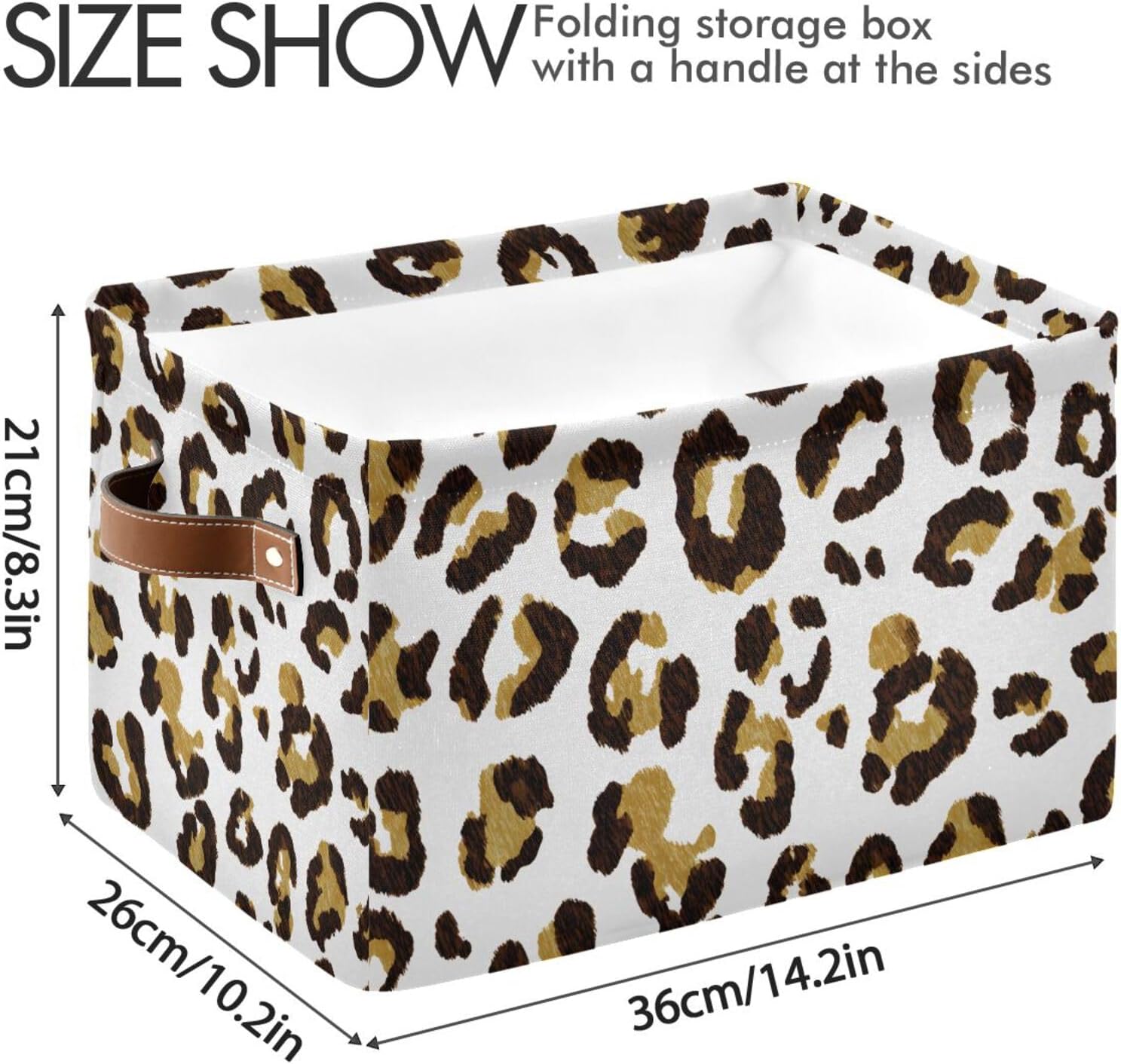 OTVEE Canvas Bins for Closet Shelves Organizing Leopard Animal Print Storage Basket Baby Clothes Organizers Storage Box Nursery Bins Gift Baskets 2 Pack