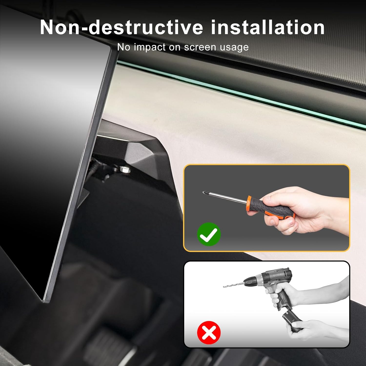 HANSSHOW Swivel Mount Kit for Cybertruck Center Console Dashboard Touch Screen 4-Way Adjustment Navigation Screen Rotating Holder for Cybertruck Accessories