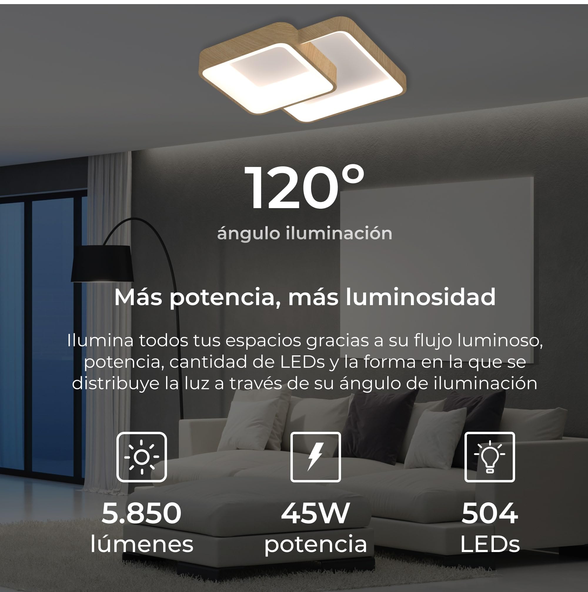 KSIX Phenomena Plafón LED Techo con Wifi - Lámpara Techo Dormitorio con Asistente de voz y APP propia - Plafones de Techo Modernos para la Casa - Ideal para Sala de Estar, Comedor, Dormitorio