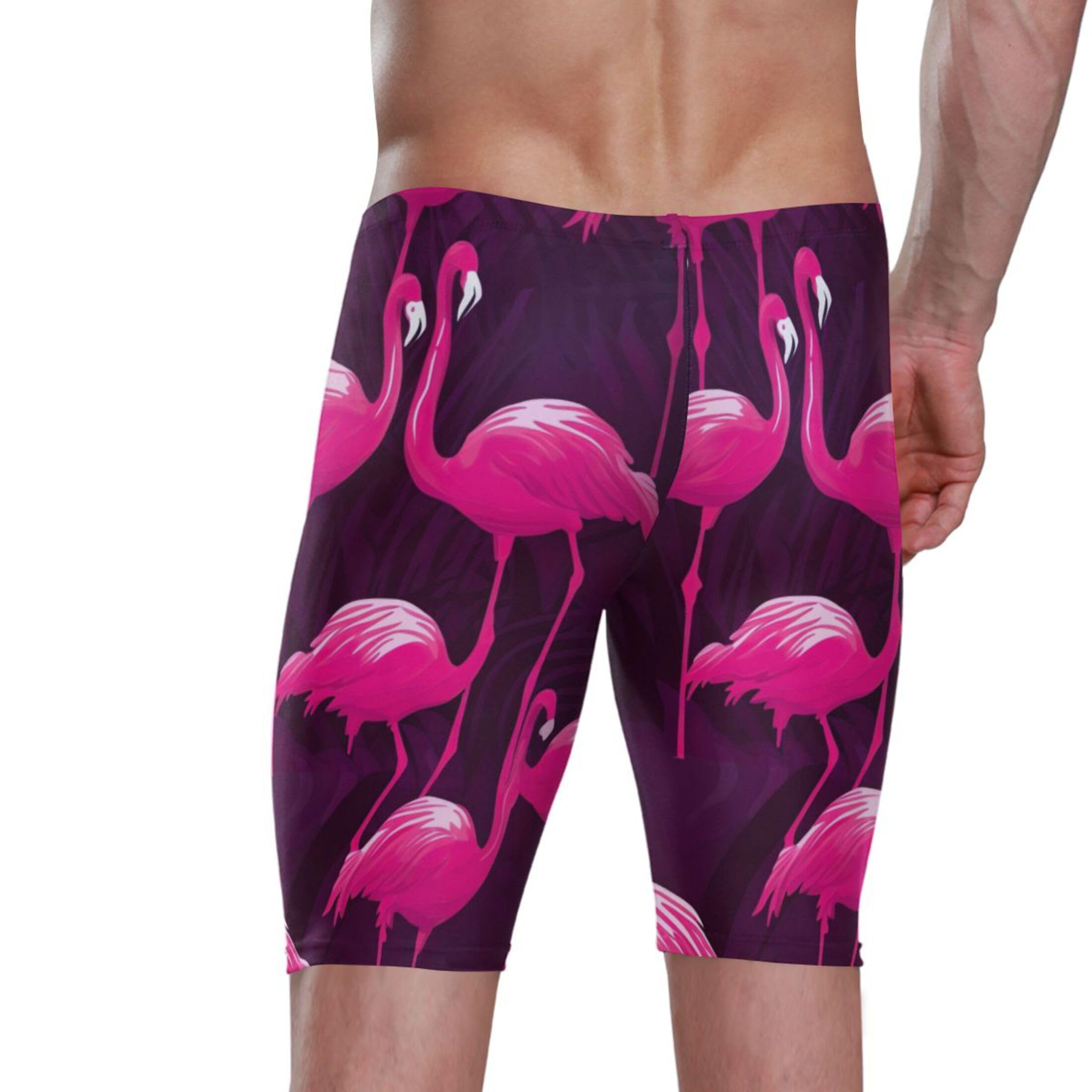 UMIRIKO Pink Flamingo Swim Jammers Swimsuit for Men XXL B0400816