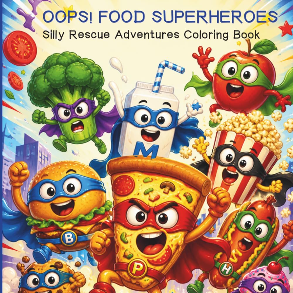 OOPS! Food Superheroes: Silly Rescue Adventures Coloring Book