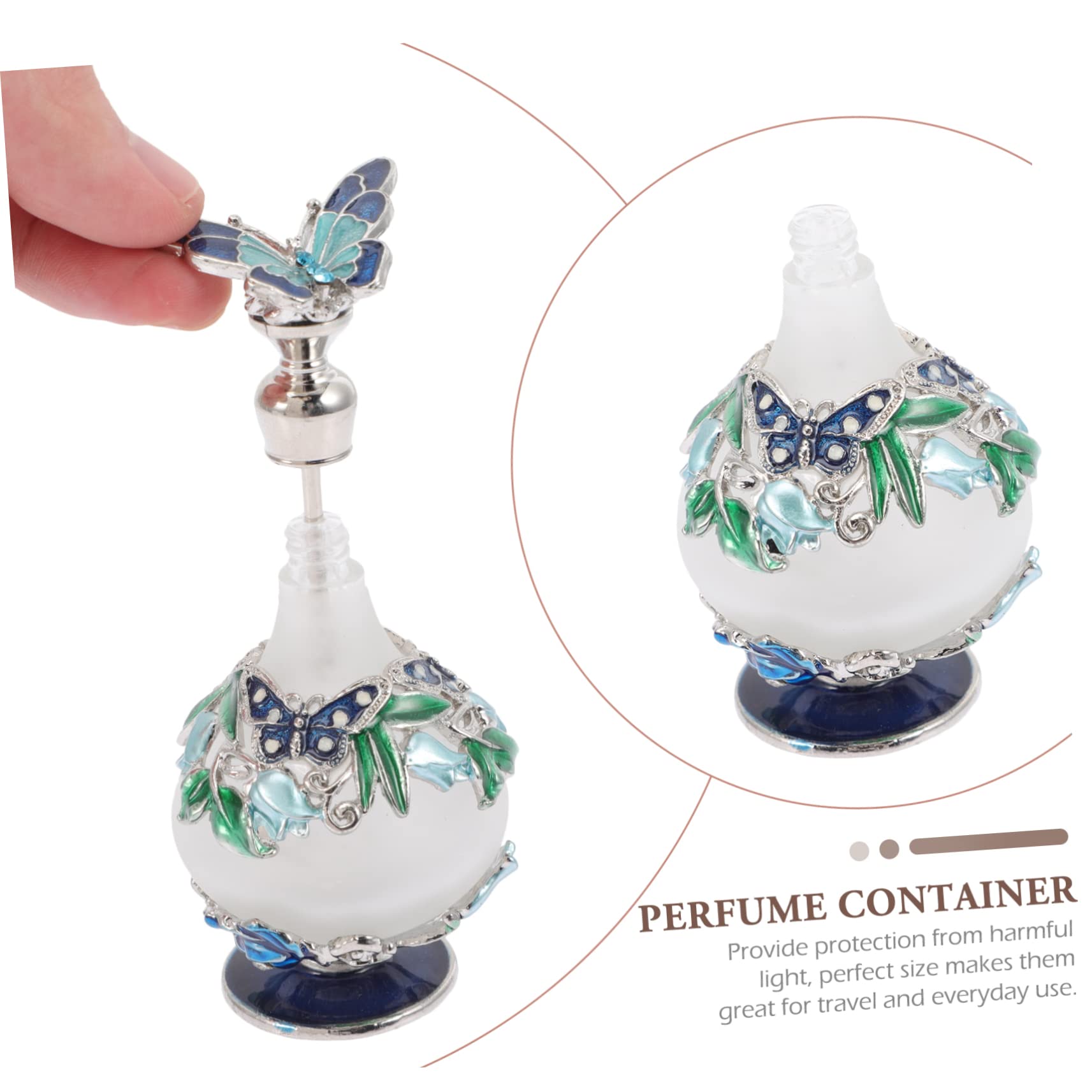 Perfume 25ml de Vidrio de Aleación Botella y Recargable Vintage Anti-shock para Aceites Esenciales y Perfumes, Adecuado para Viajes y Spas