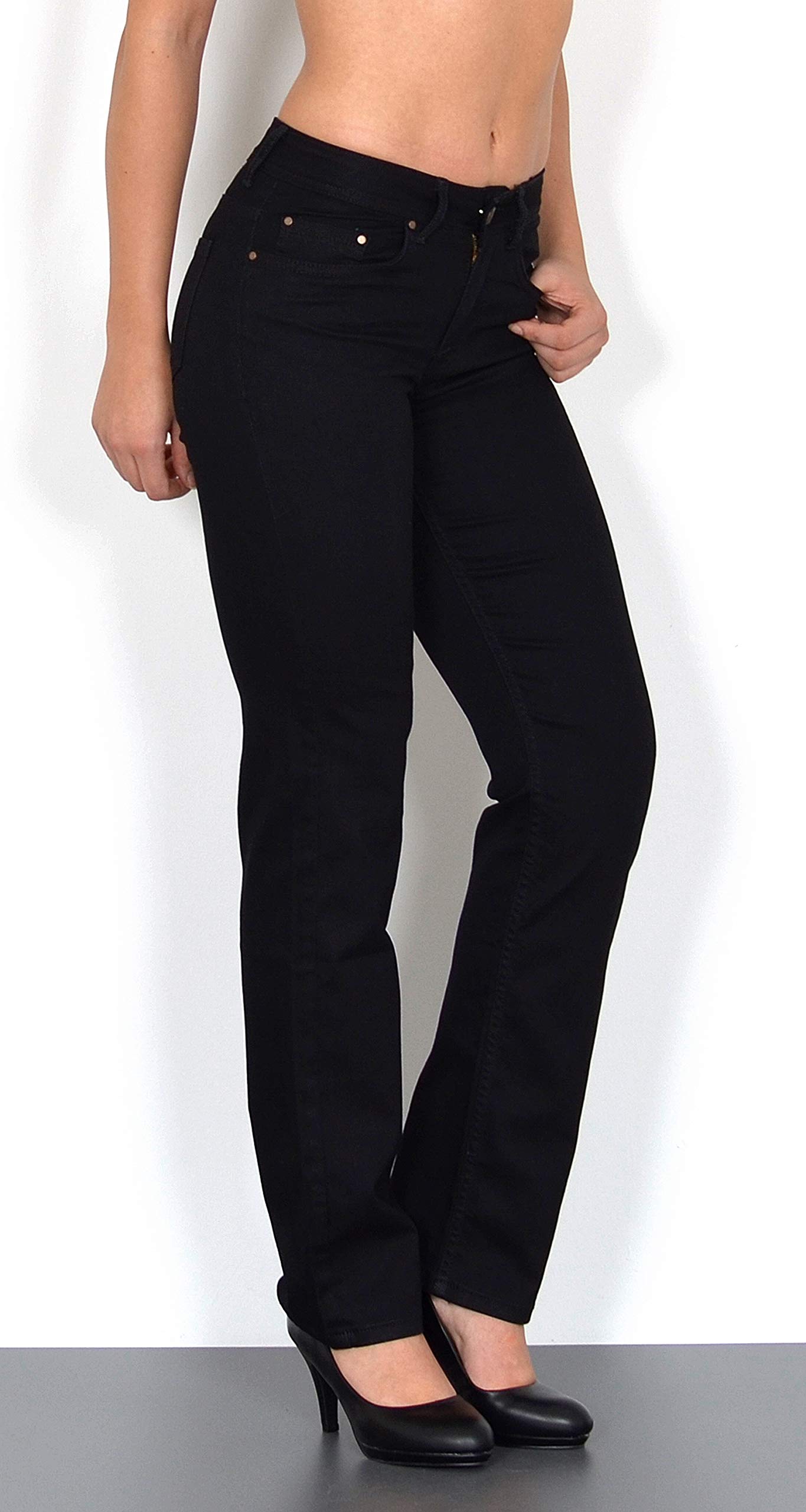 ESRA Straight Jeans Damen Stretch Hose Damen Jeans High Waist - Premium Damen Jeans Gerades Bein bis Übergröße Große Größe G6