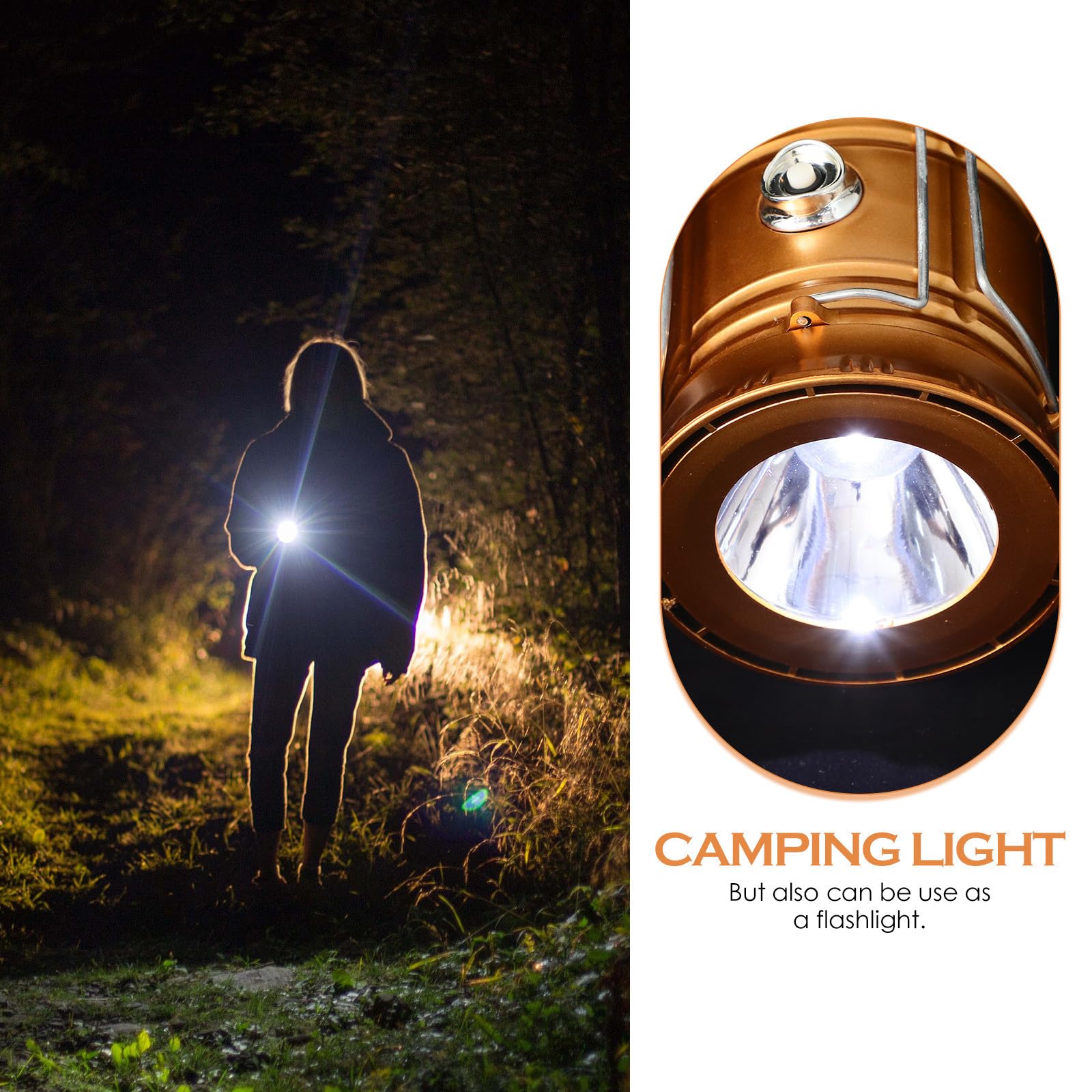 Lampada LED da Campeggio Ricaricabile Manico Rotante, Leggera in Plastica Abs, Luce Portatile per Campeggio e Escursionismo