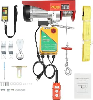 Electric Winch,1320LBS Electric Hoist,110V Steel Electric Lift with Wireless Remote Control 2 in 1,40 ft Single Cable Lifting Height,Single/Double Slings,Lift Hoist for Garage Warehouse Factory