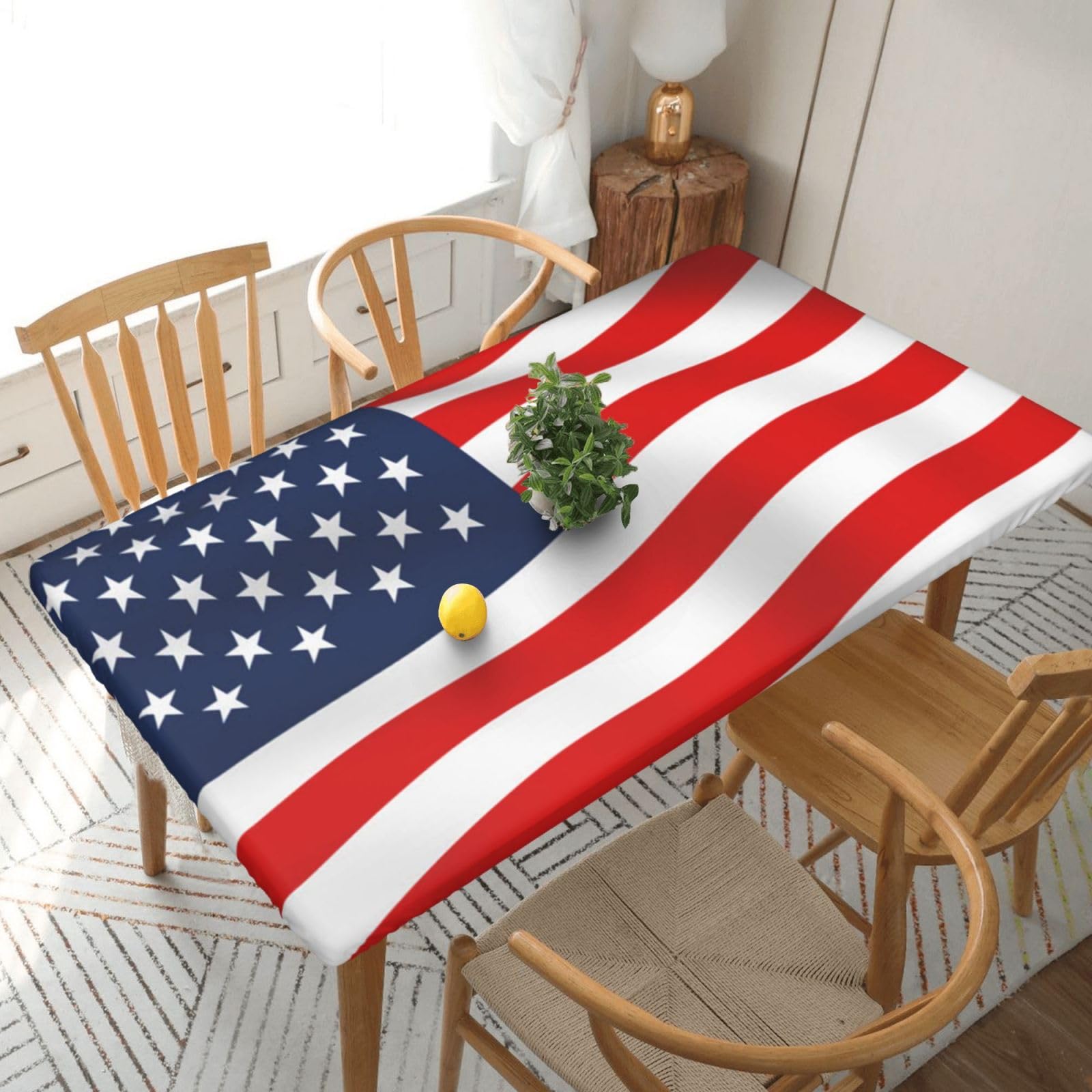 BNVSADC American Flag Patriotic Printed 5FT Tablecloth Polyester Kitchen Water Resistant Table Cloth Dining Table Decoration Table Covers, 152x76 CM