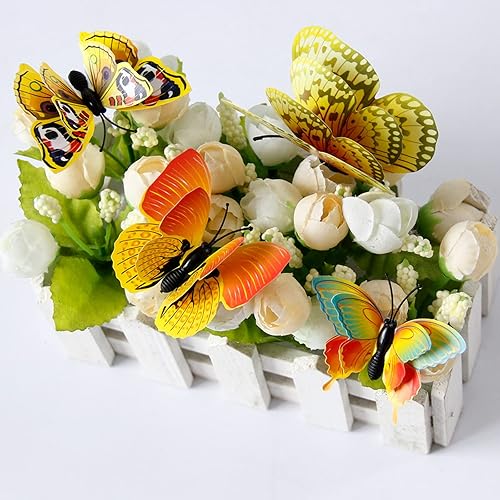 Miniatura 10 de Decoración de pared de mariposa 3D, 12 piezas de alas dobles de mariposa, decoración de mariposa azul para habitación, calcomanías de mariposa para