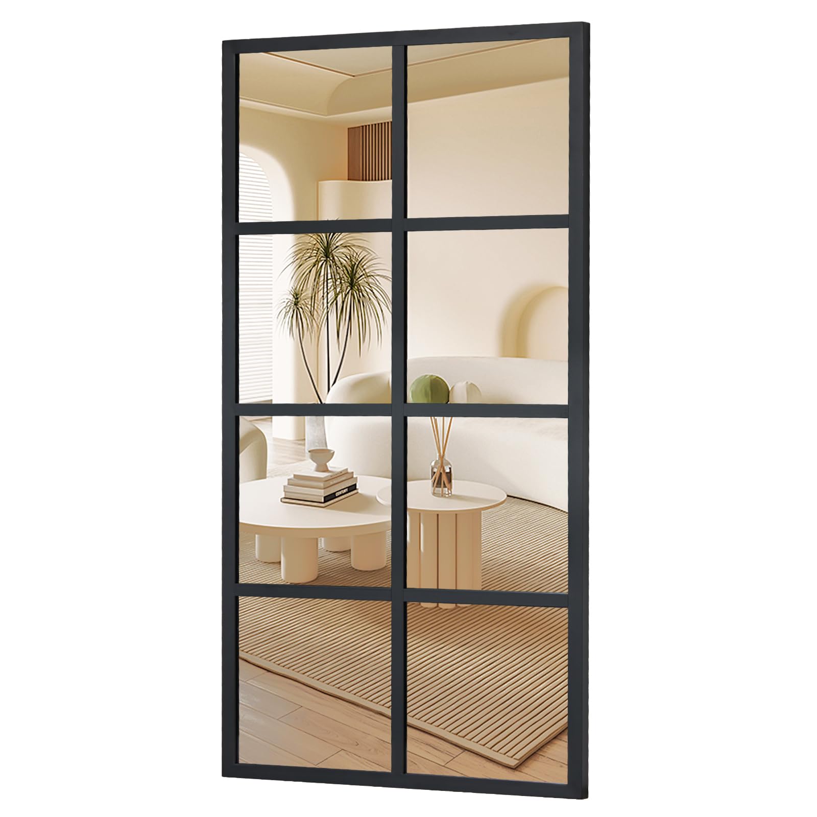 NEWBULIG Wall Mirror, 36" x 24" Window Decorative Mirrors, Metal Framed Wall Decor Wall-Mounted Mirrors for Bedroom, Living Room, Entryway, Black