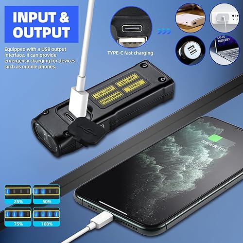 Miniatura 5 de DARKBEAM Linterna UV 395nm luz negra, linternas LED EDC de alto lúmenes USB C lámpara de madera recargable, mini luz roja COB magnética - energía de