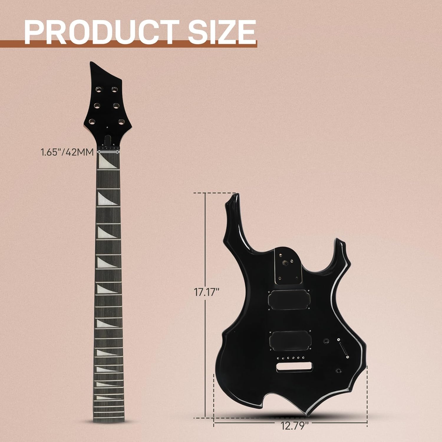 Ktaxon Solid Body DIY Guitar Kit, Build Your Own Electric Guitar Kit with Maple Neck, Shoulder Strap, H-H Pickups, All Accessories Included, Black (KFlame)