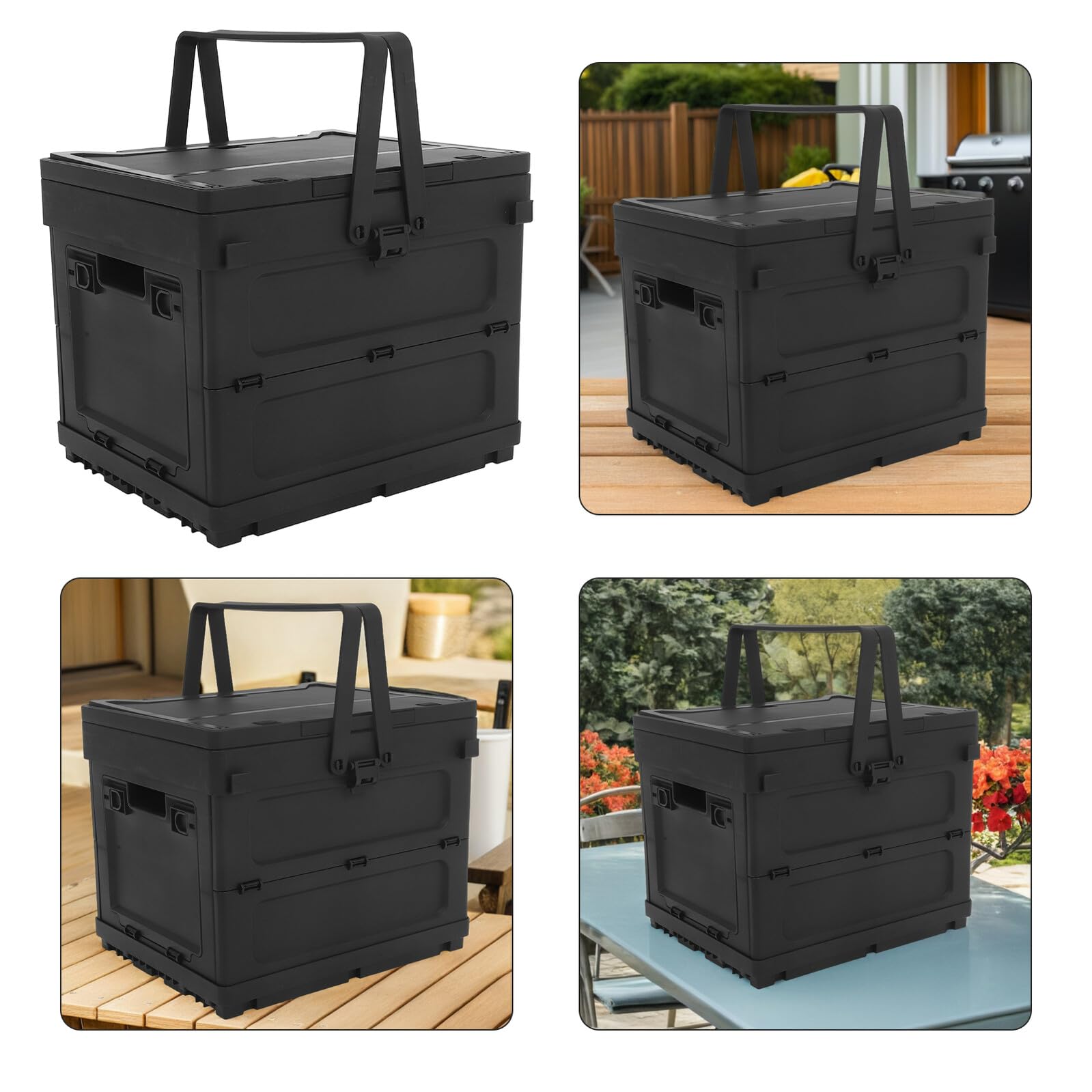 NUOBESTY Organizador Apilable para Maletero de Coche Caja Plegable y Asa, Caja de Almacenamiento Portátil para Camping y Viajes de Pesca