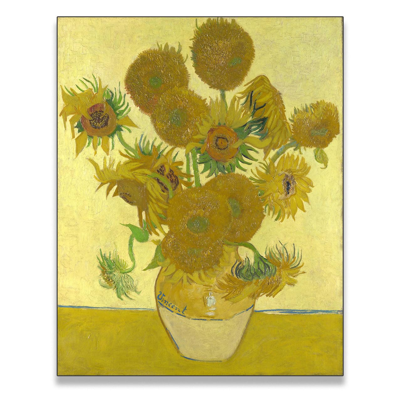 ogican Vincent Van Gogh's Vase with Fifteen Sunflowers (F454) Oil Painting Art Reproduction Artist Still-life Floral Canvas Prints Wall Art for Bedroom Living Room Home Decor(16 * 20in)