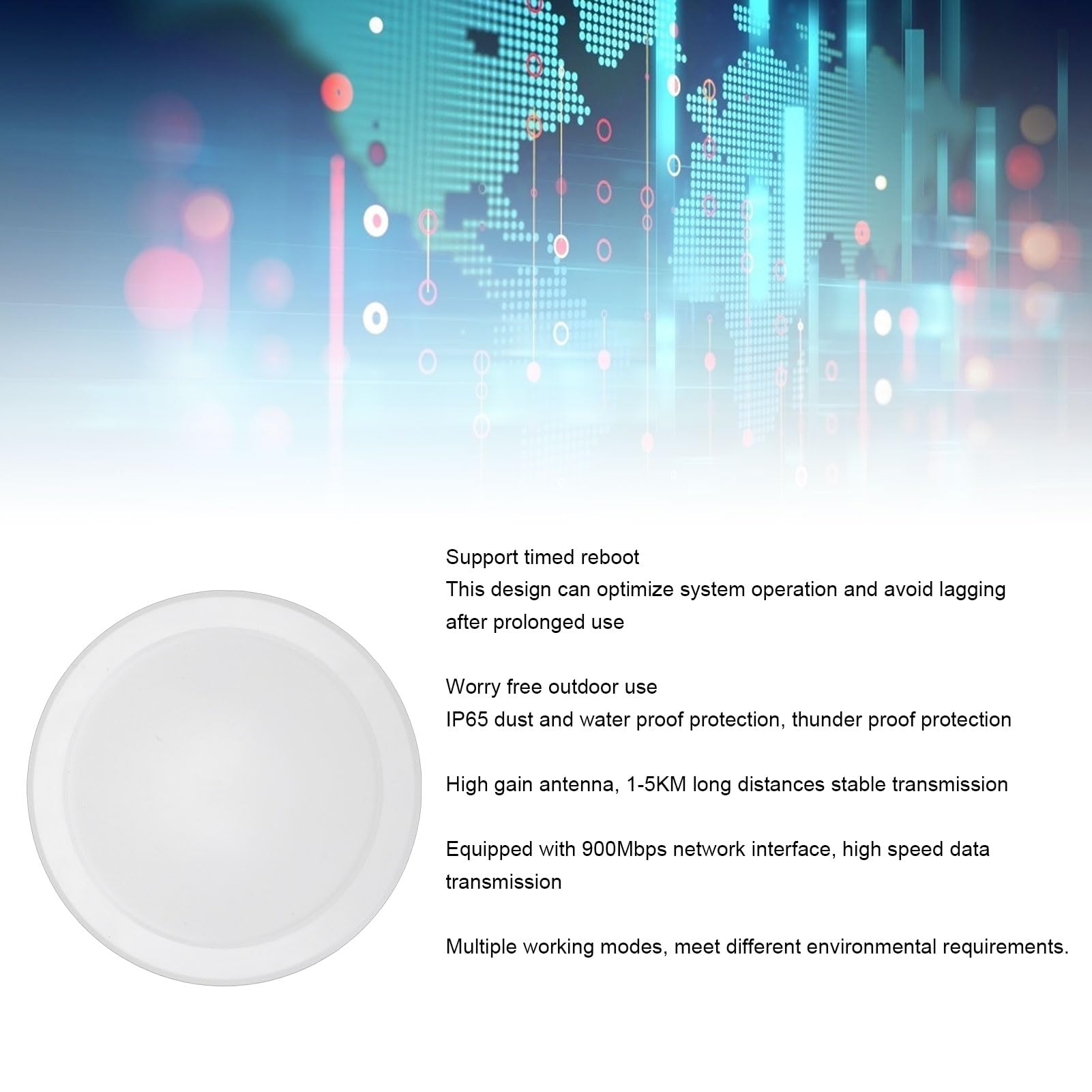 Jectse Bridge Wireless, Bridge WiFi per Esterni a Lungo Raggio 5.8G con Antenna Ad Alto Guadagno, Interfaccia di Rete a 900 Mbps, Impermeabile IP65, per modalità Client Punto di accesso.