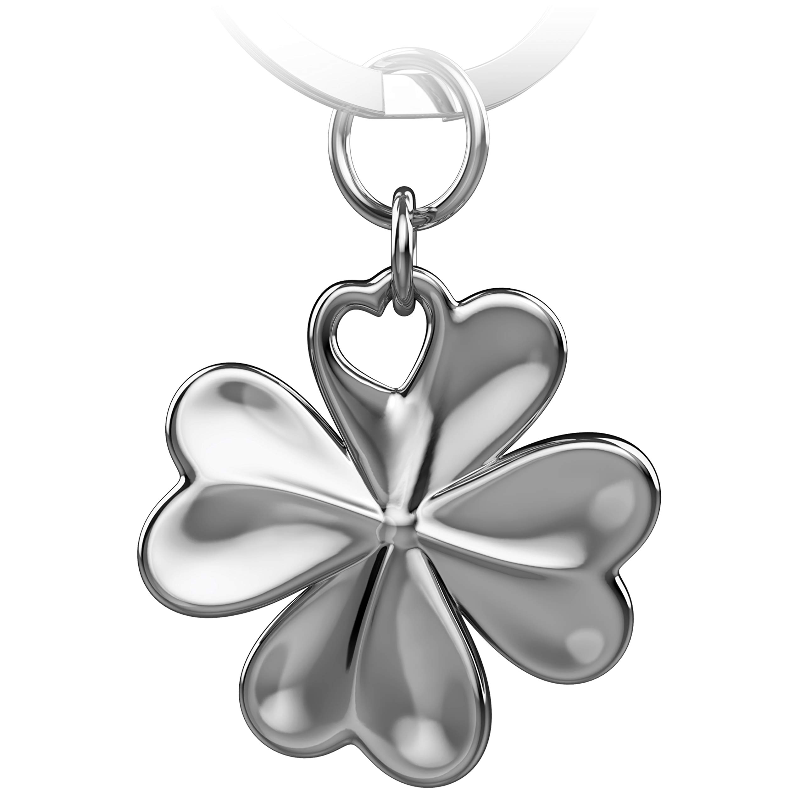 FABACH Shamrock Lucky Charm Shamrock Key Fob - Good Luck Exam Lucky Charm - Good Luck Operation, New Job - Good Travel Lucky Keyring Clover Leaf, silver, standard size, Charm