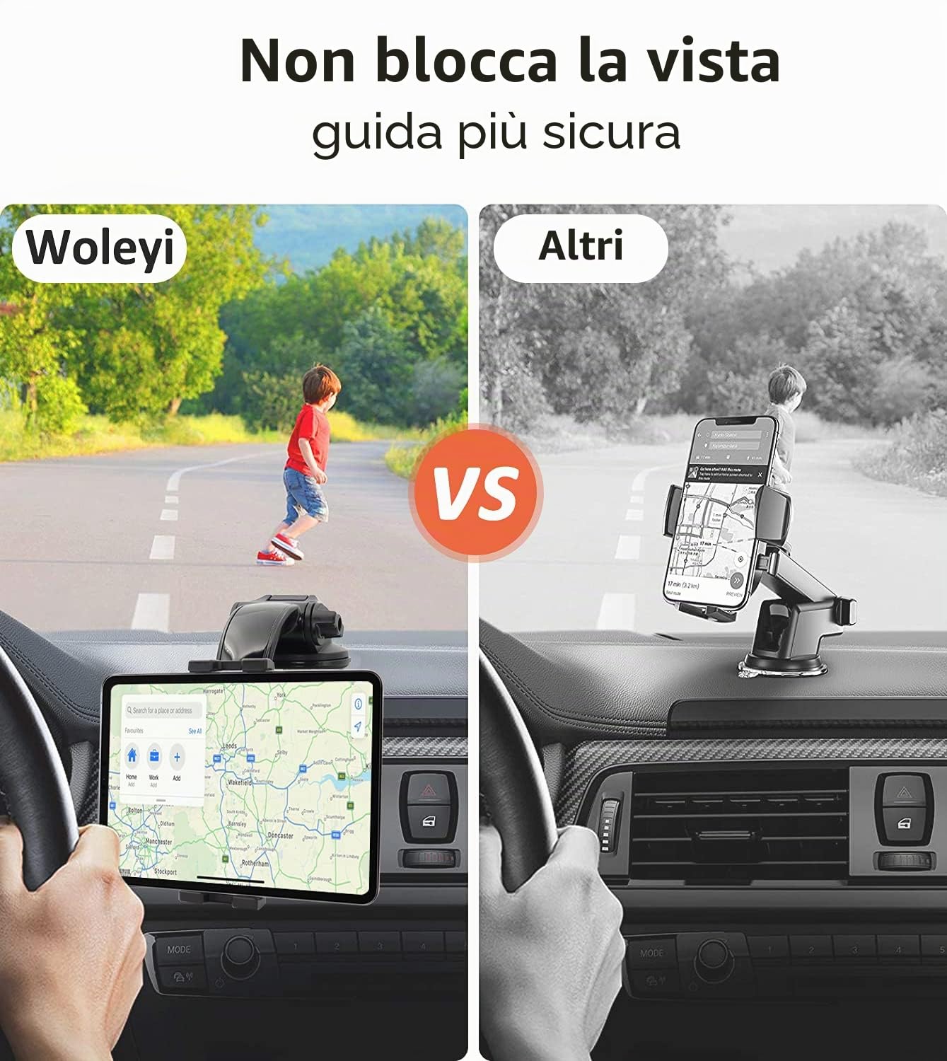 Oilcan Supporto da cruscotto per tablet da auto, con ventosa e braccio regolabile per iPad Mini Air Pro, iPhone, Samsung Tab, Lenovo, Huawei ecc. (4-12,9 pollici)