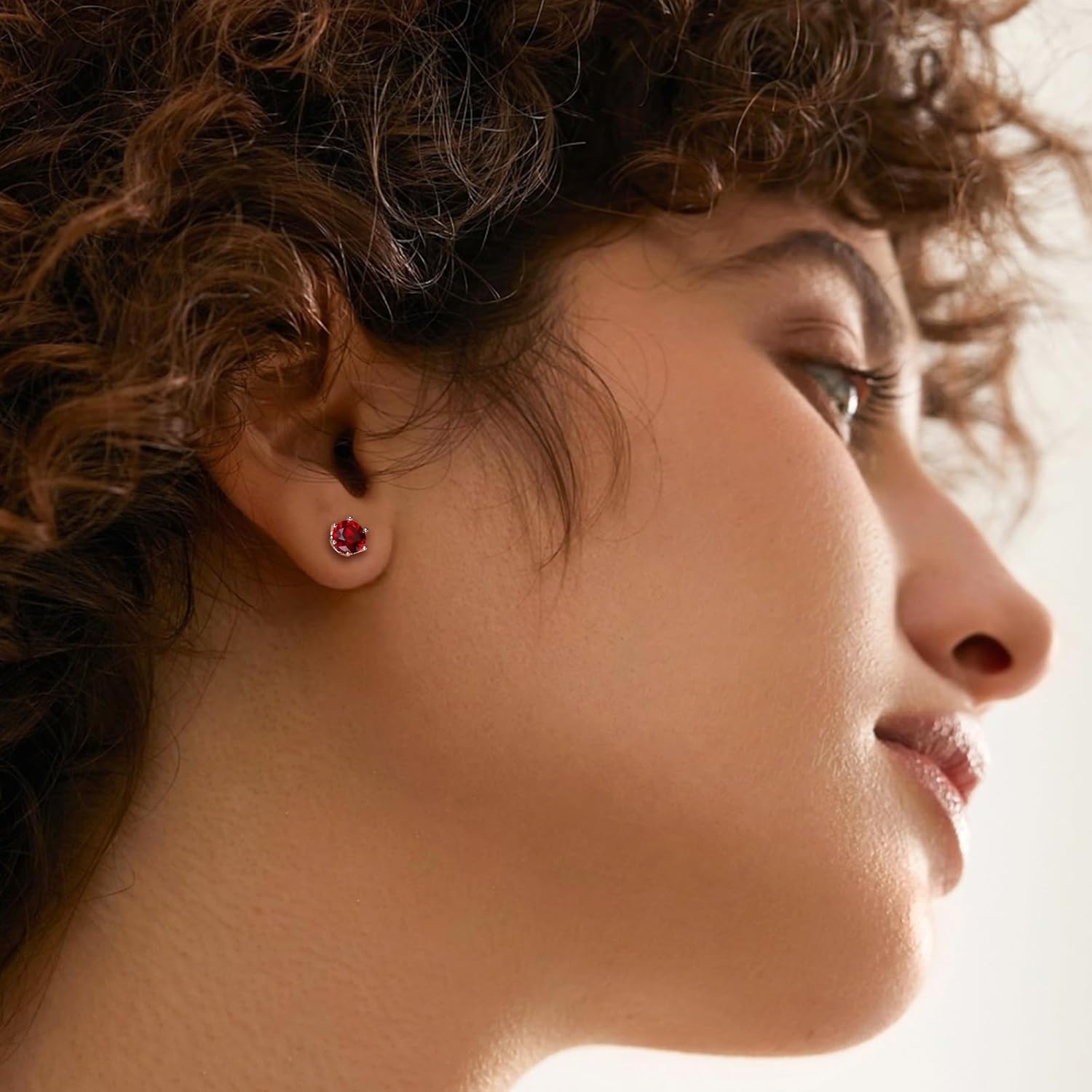 925 Sterling Silver Birthstone Earrings for Women Small Stud Earrings Round/Princess Cut Gemstone Earrings Birthstone Jewelry - Image 2