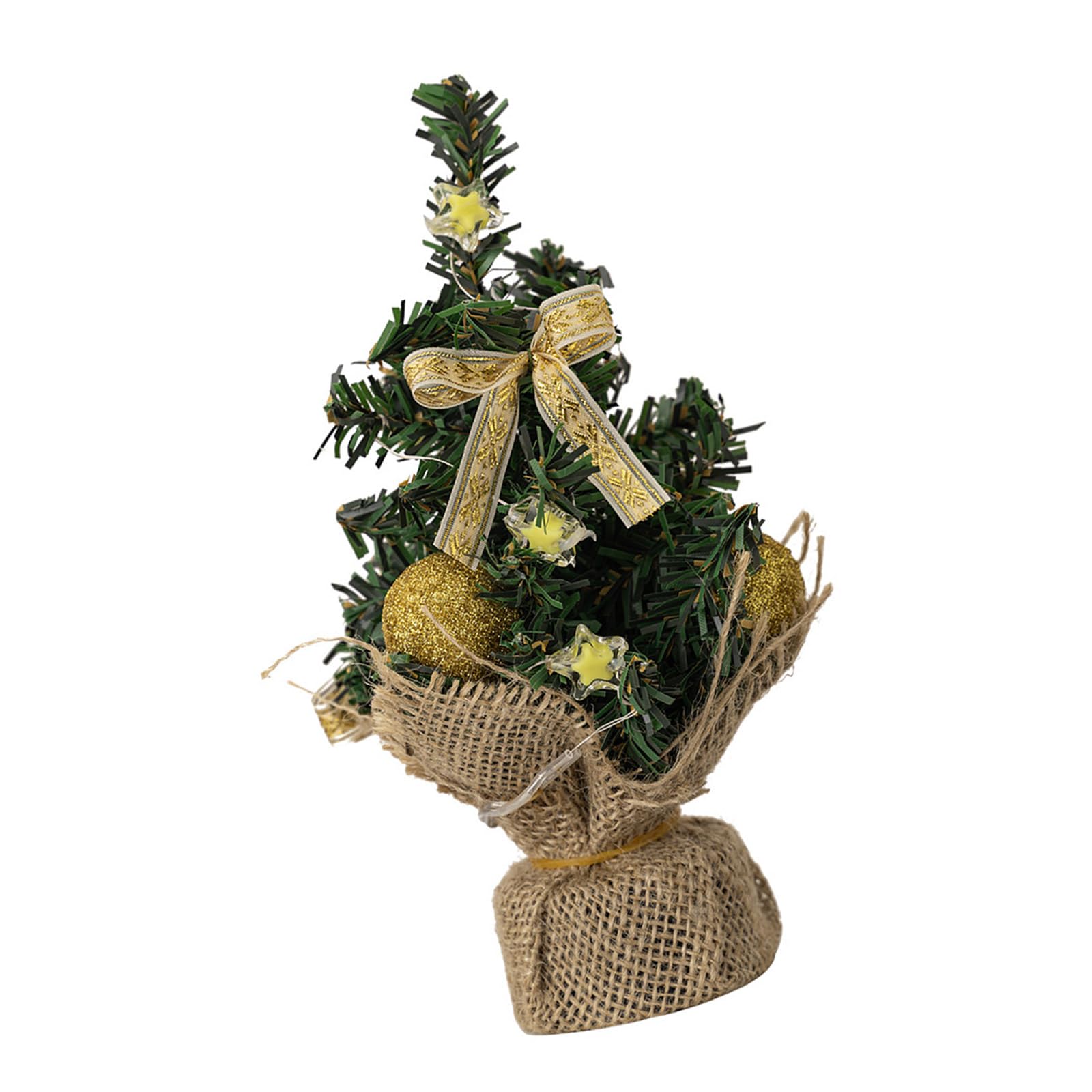 Miniature Christmas Tree with Lights and Ornament Tabletop Decoration Holiday Desktop Adorment Party Supplies Christmas Tree Ornament
