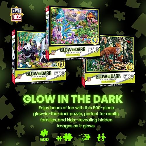 Miniatura 2 de MasterPieces - Colección de rompecabezas Hidden Image Glow de 500 piezas