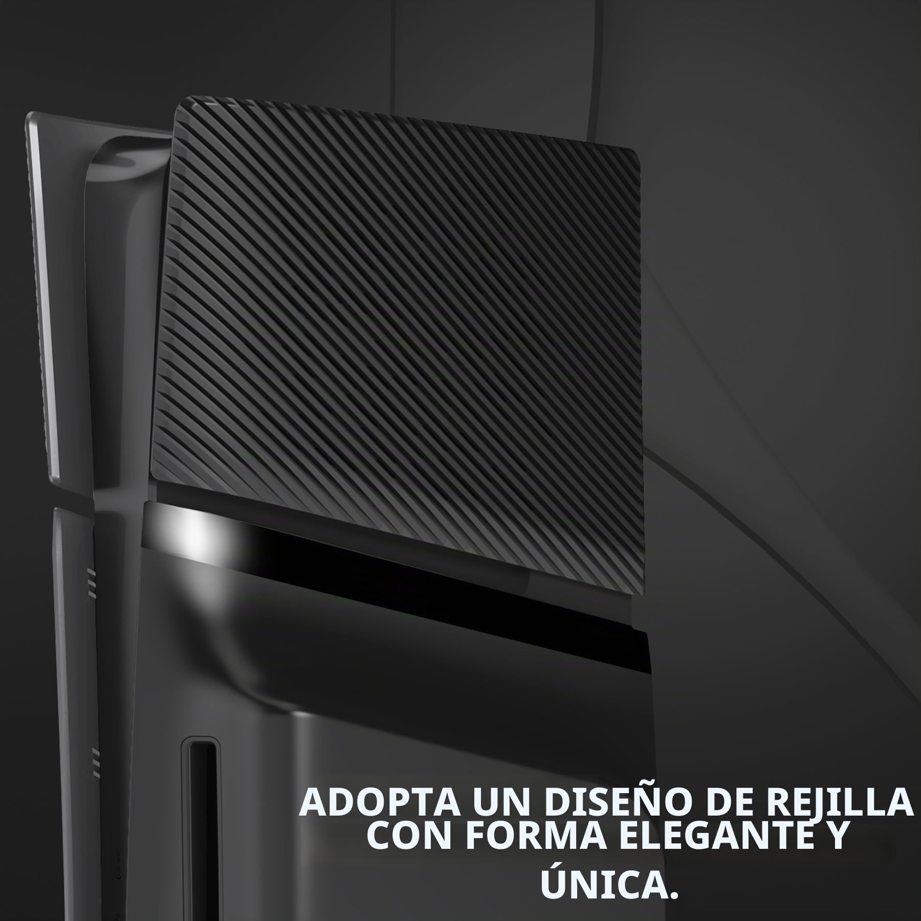 eXtremeRate eXcover Carcasa Superior e Inferior de Repuesto Compatible con ps5 Slim con Lector de Discos, Paneles Laterales y Tapa Trasera con Ventilación Placa para ps5 Slim Consola - Negro