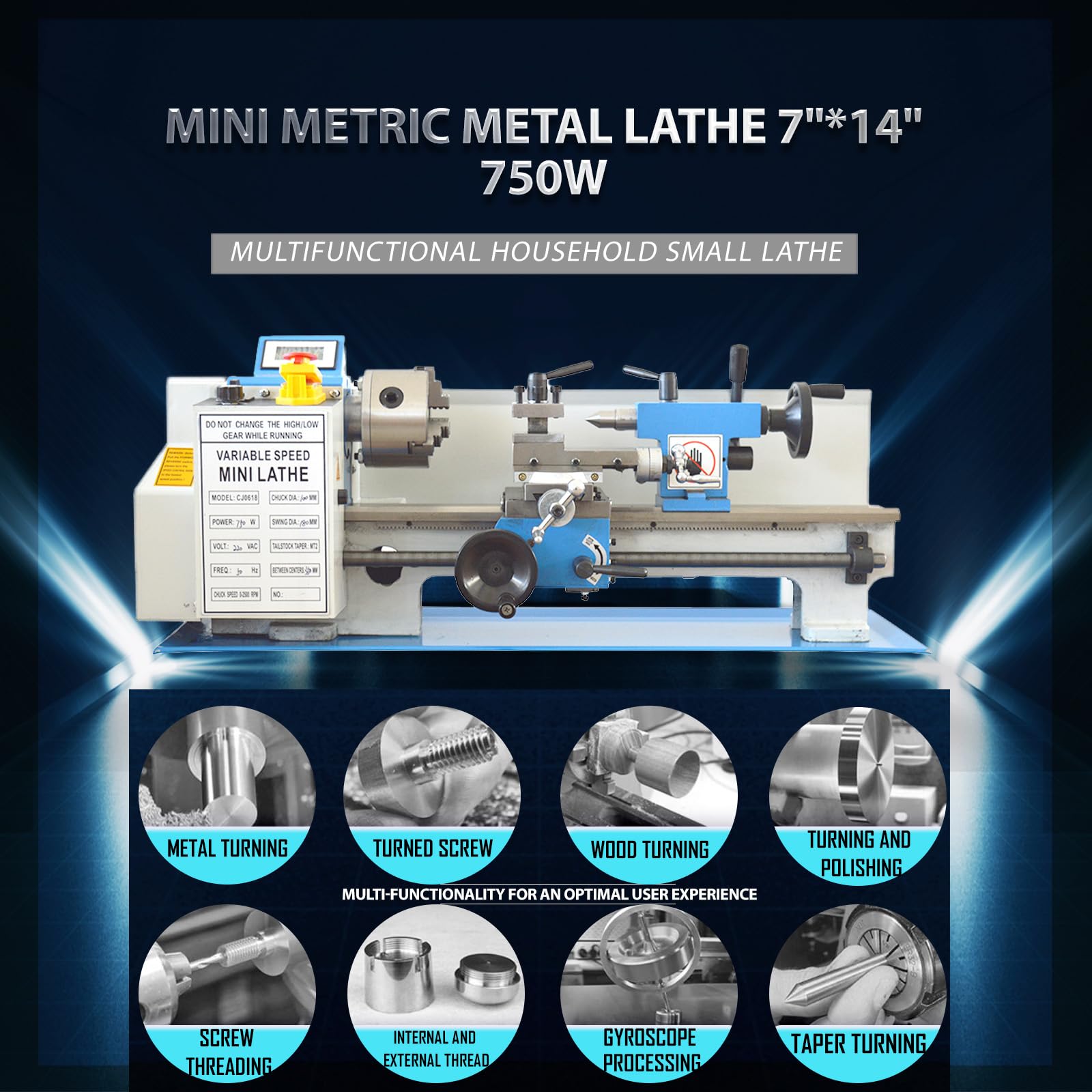 WYDDDARY Mini Metal Lathe 7
