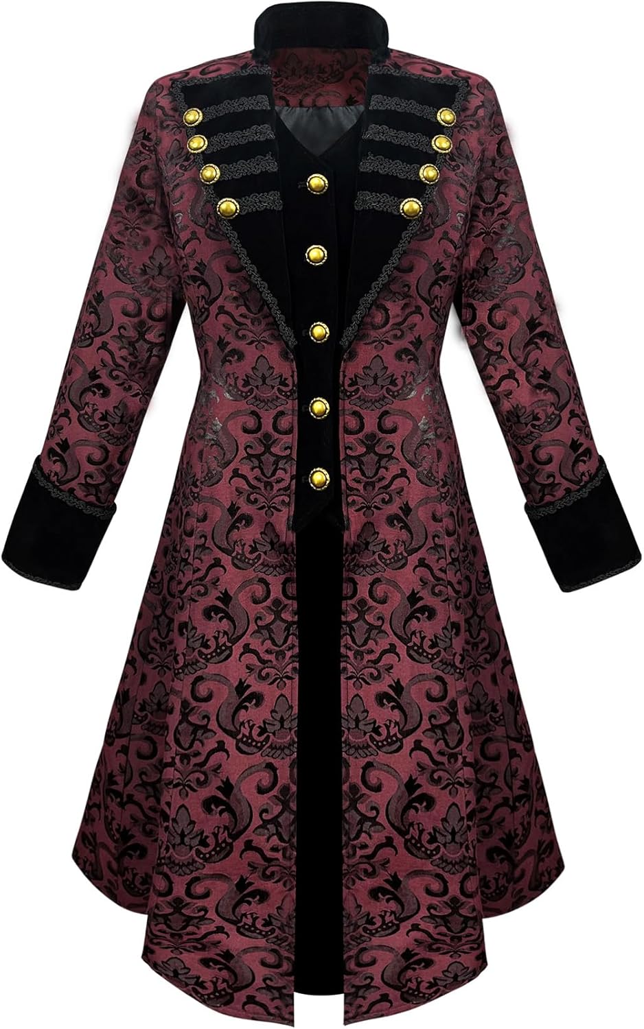 TZMAPU Women's Vintage Long Pirate Jacket Victorian Gothic Steampunk Tailcoat
