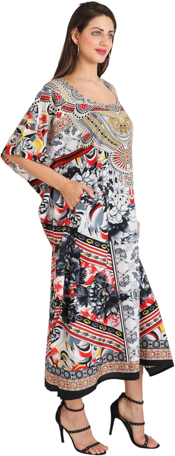 Miss Lavish London Kaftan for Women Dress Summer Swimsuit Cover Up, Plus Size Kaftan, Cruise & Caribbean Vacation Coverup - Image 7