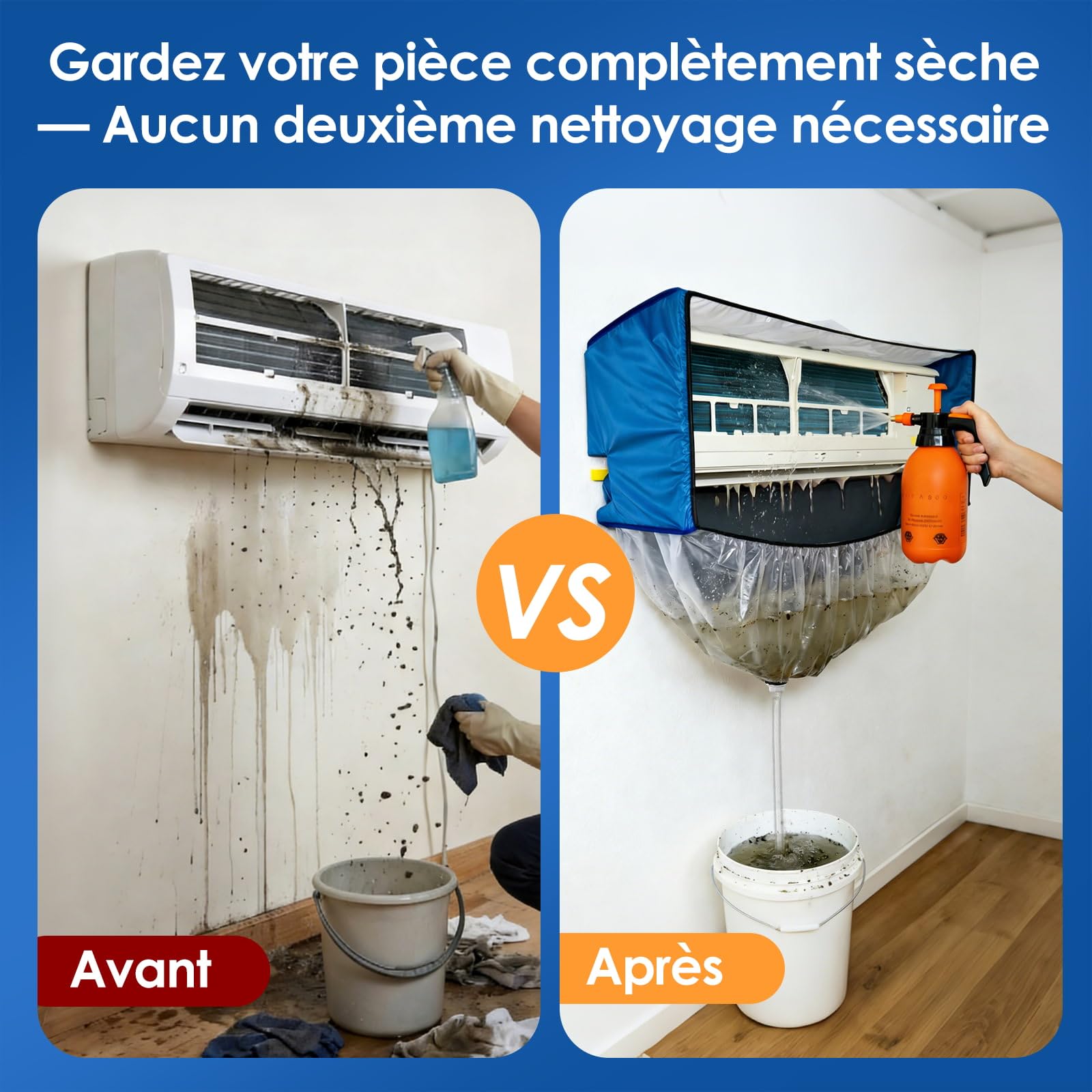 kit entretien climatisation, kit de nettoyage climatisation split pour Climatiseur (Bleu et blanc transparent, Type Z)