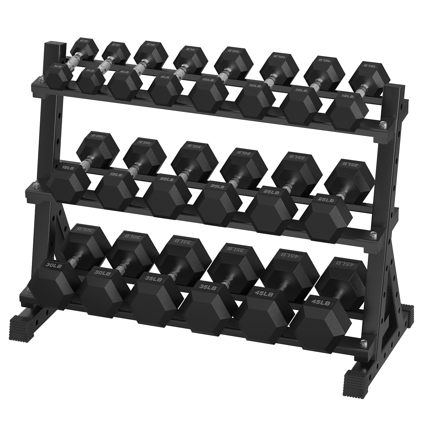 Hex Dumbbell Sets with Rack 290-840 lb Rubber Encased Exercise Fitness Dumbbells Set Hand Weight for Strength Training