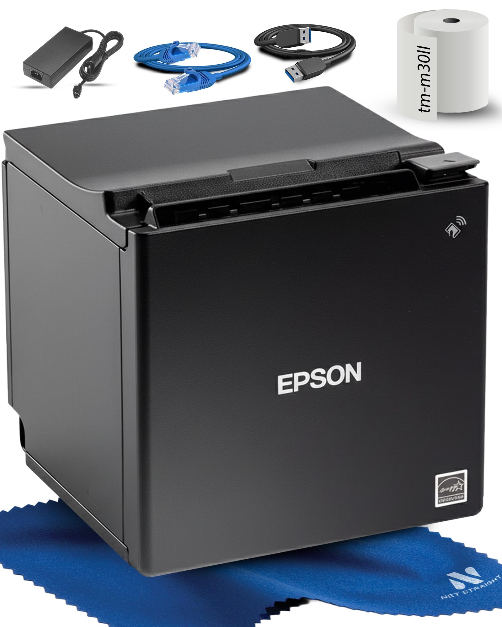 Net Straight TM-m30II Thermal Receipt Printer (C31CJ27022) for POS – Wired USB & Ethernet Connection (NO Bluetooth) – 3 Inch Auto-Cutter for Retail or