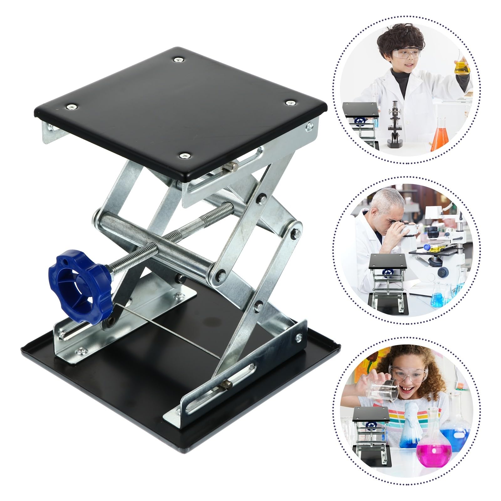 jojofuny Soporte Elevador y Plataforma Estable Estructura Plegable de Laboratorio de Acero Inoxidable Altura Ajustable para Experimentos Químicos y Físicos