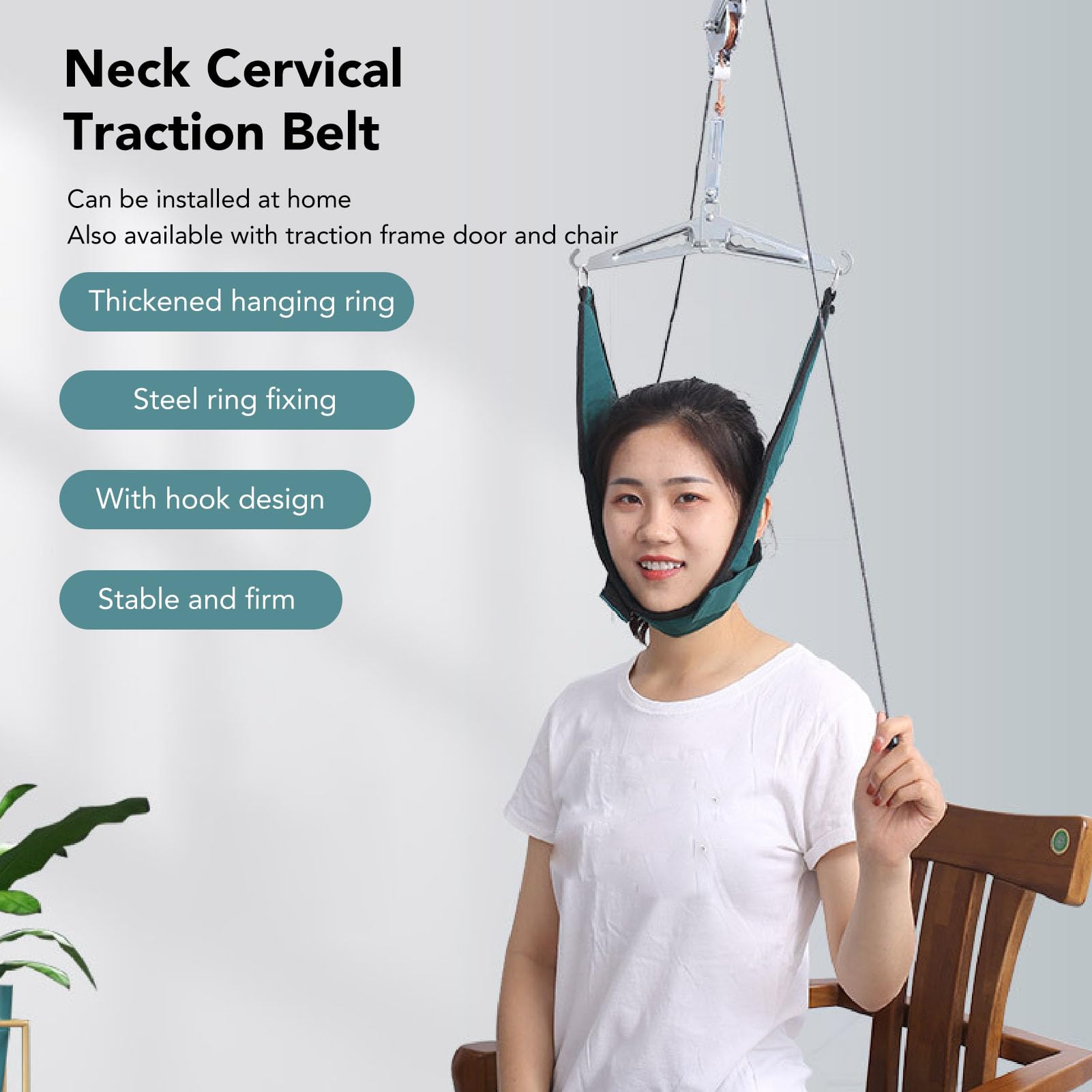 Dispositivo di trazione cervicale, Cinghia di fissaggio per lo stretching del collo amaca portatile con gancio barella schiena amaca per barella cervicale per il sollievo dal disagio del collo