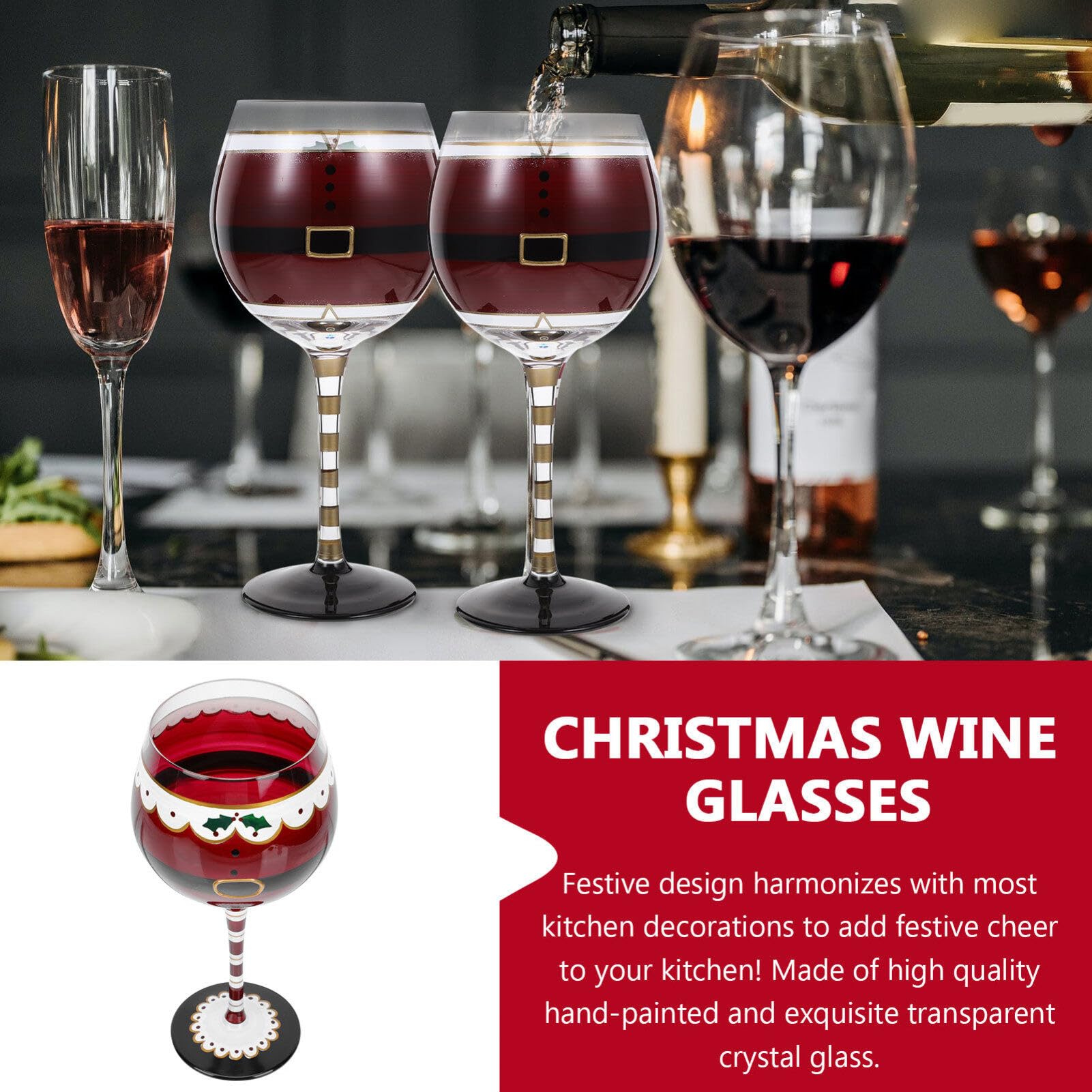 Amazon.com: LOUYENOUS Christmas Wine Glasses with Stem, Festive Snowman  Hand Painted Christmas Wine Goblet Cocktails Glasses Holiday Stemmed Wine  Glasses for Xmas Holiday Wineglass Gift(Assorted Color 1) : Home & Kitchen