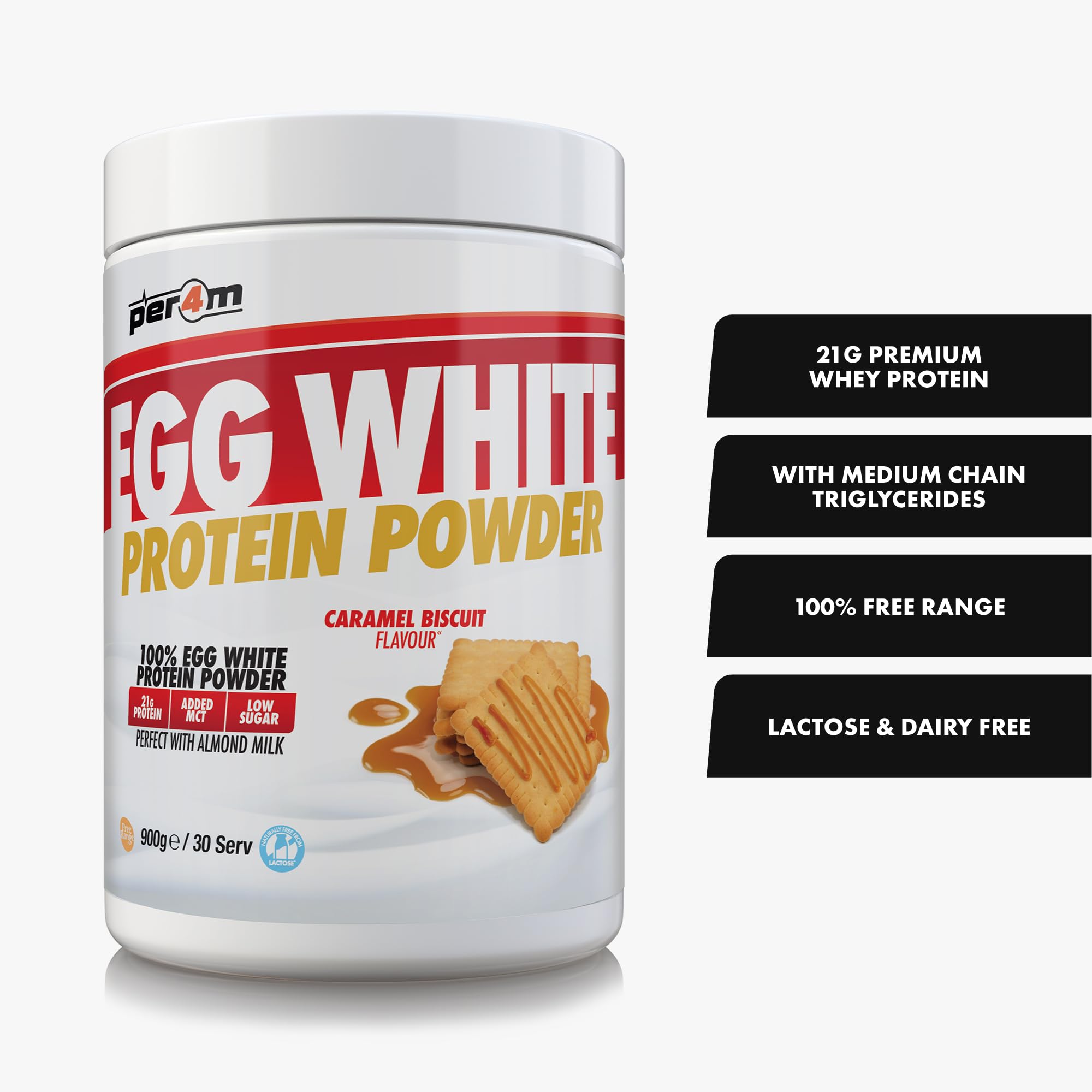Per4m Egg White Protein Powder (900g) Biscuit au caramel