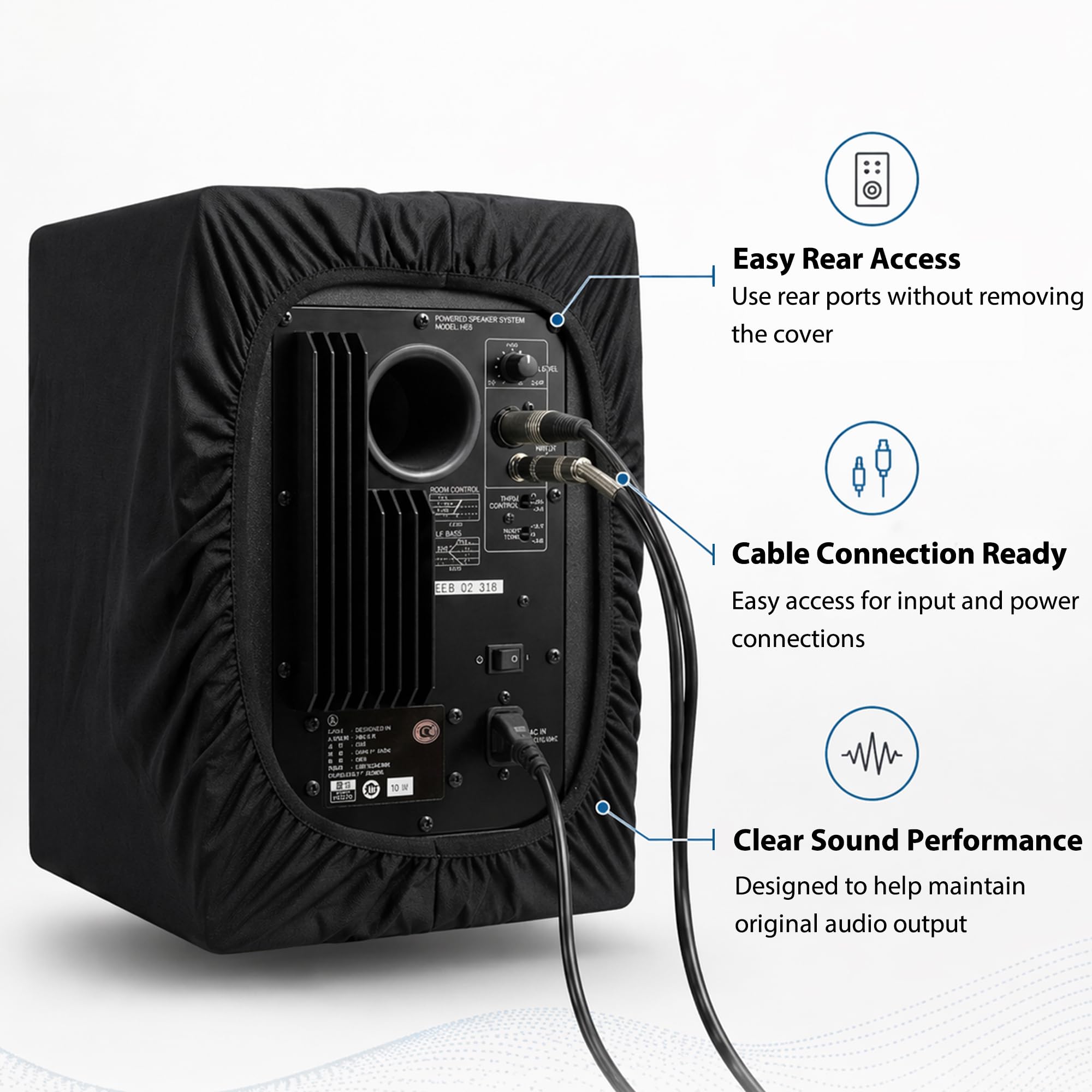 Musiin Fundas antipolvo para altavoces Yamaha HS8, Adam T7V, KRK Rokit 8 G4, JBL 308P Mkll y PreSonus Eris E8 XT. Fundas antipolvo negras para altavoces activos de 8 pulgadas (paquete de 2).