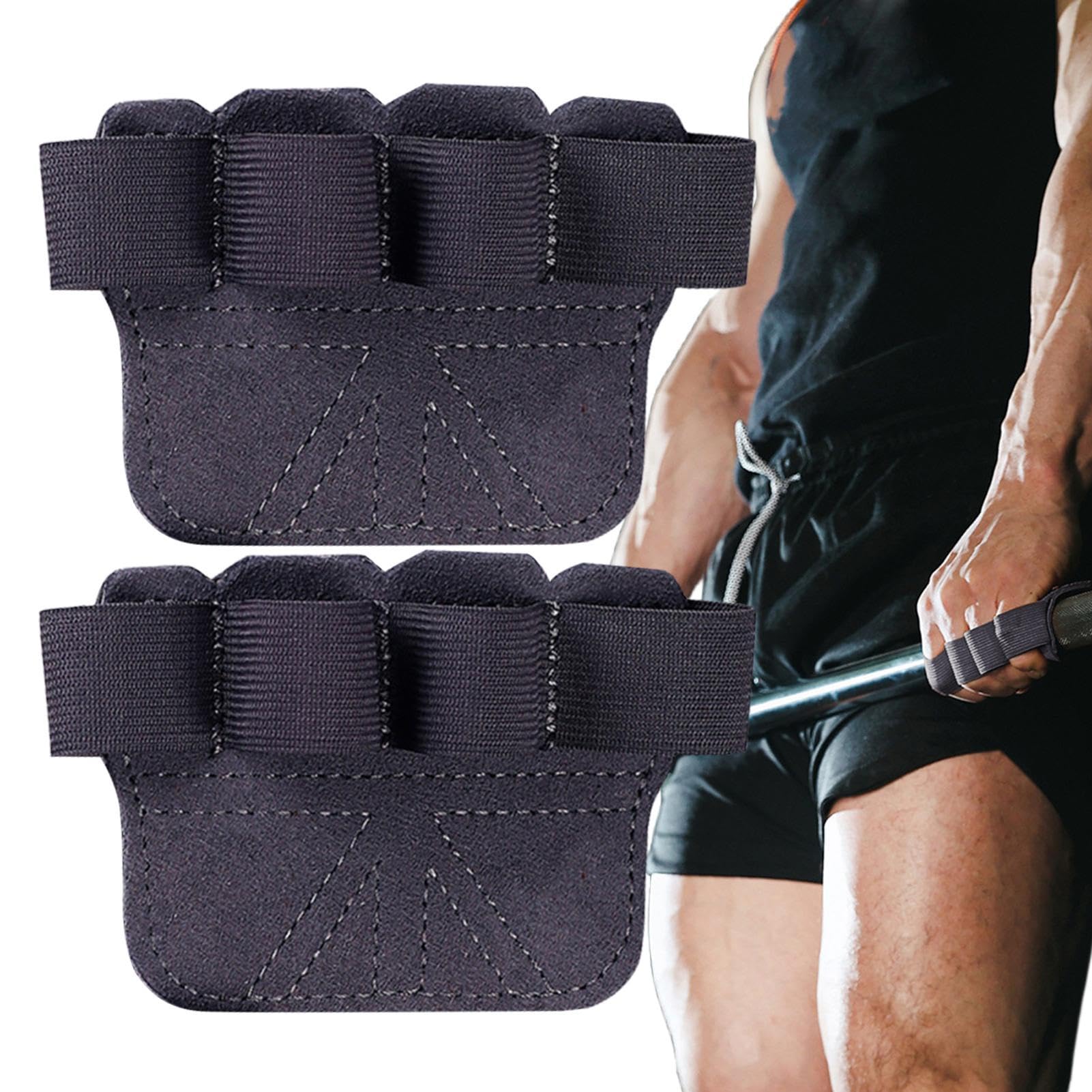 Impugnature da palestra per sollevamento pesi, cuscinetti assorbenti in silicone antiscivolo con scatola portaoggetti, guanti da allenamento senza dita per uomini e donne, protezioni per i palmi per