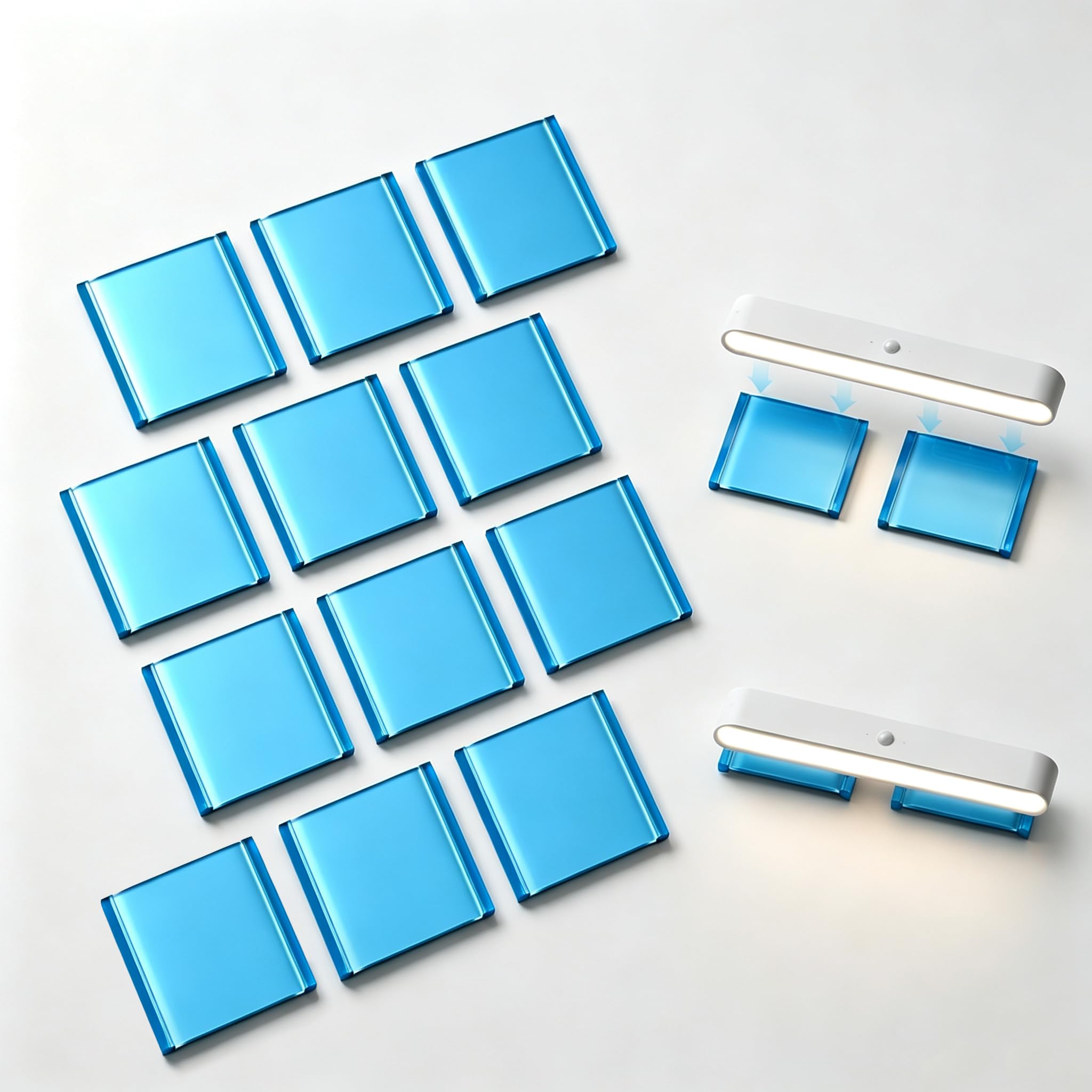 Under Cabinet Lights Magnetic stickys - Replacement Magnetic Strips with Adhesive Backing for Under Cabinet Lighting Universal Blue Iron Sheet for Cabinet Lighting(Non-Magnetic (Rectangle, 12)