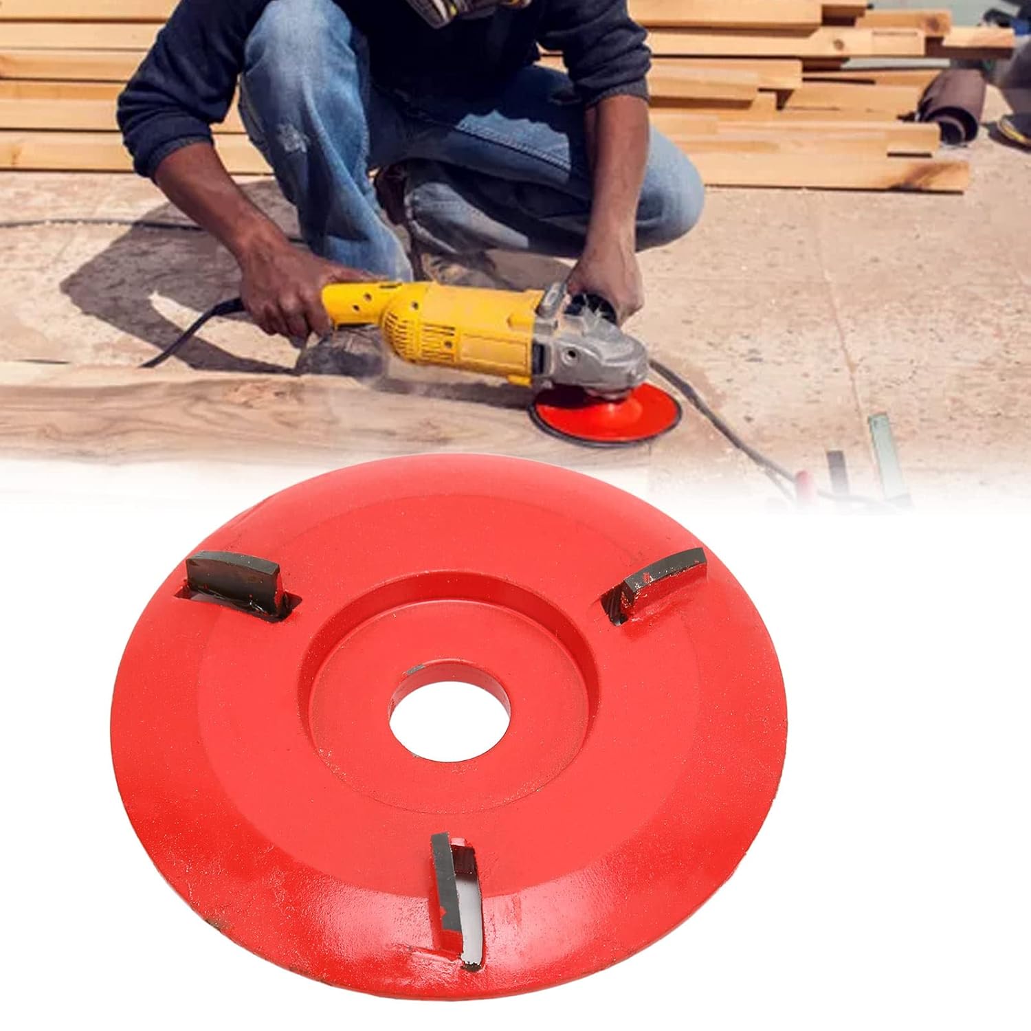 Woodworking Milling Cutter Tools,Three Teeth Power Wood Carving Disc,Wood Turbo Carving Disc for Coffee Table Tea Table Aperture Angle Grinder