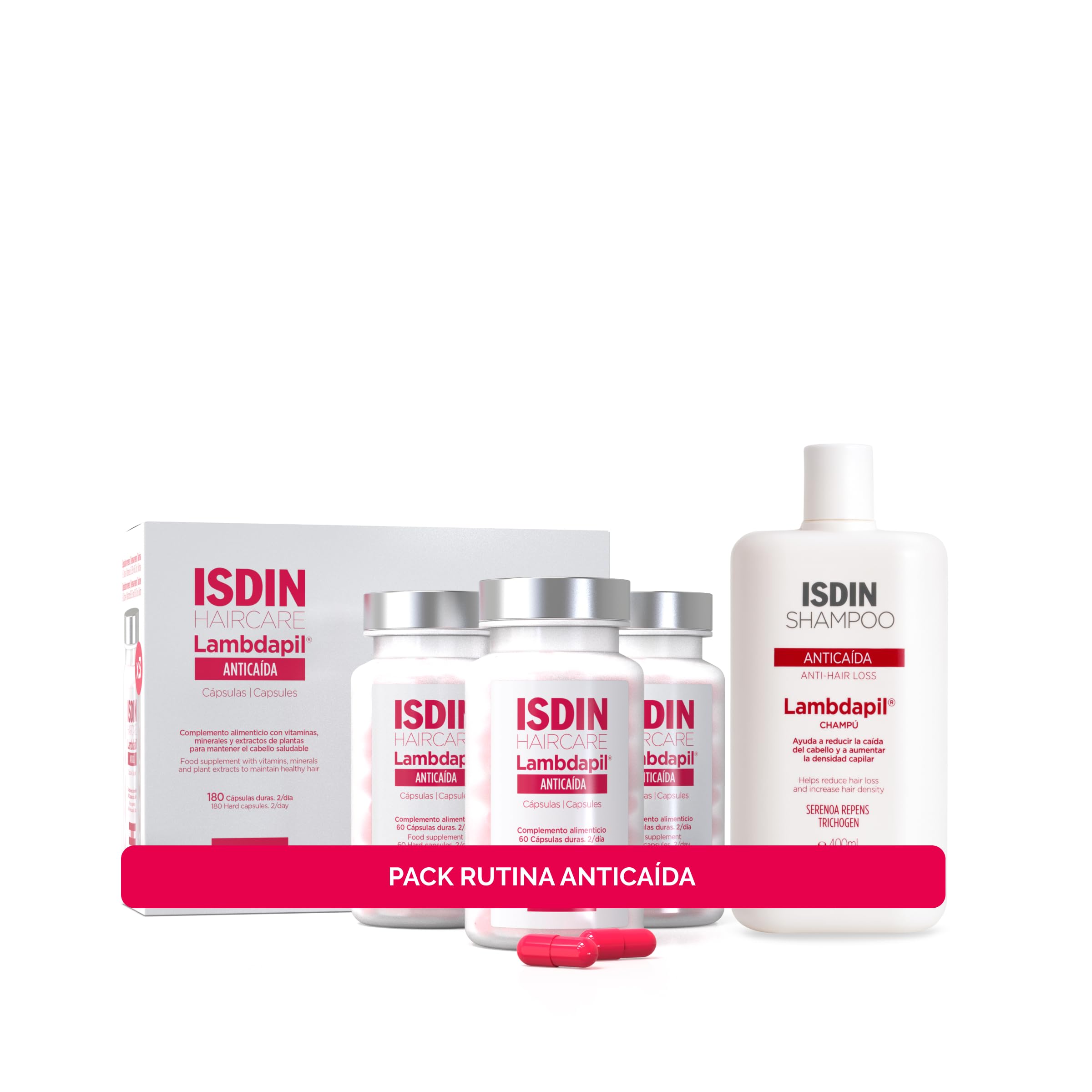 ISDIN Lambdapil 5 Alfa Plus 60 Cápsulas Anticaída del Cabello Complemento Alimenticio Zinc Biotina Serenoa repens Vitaminas Grupo B