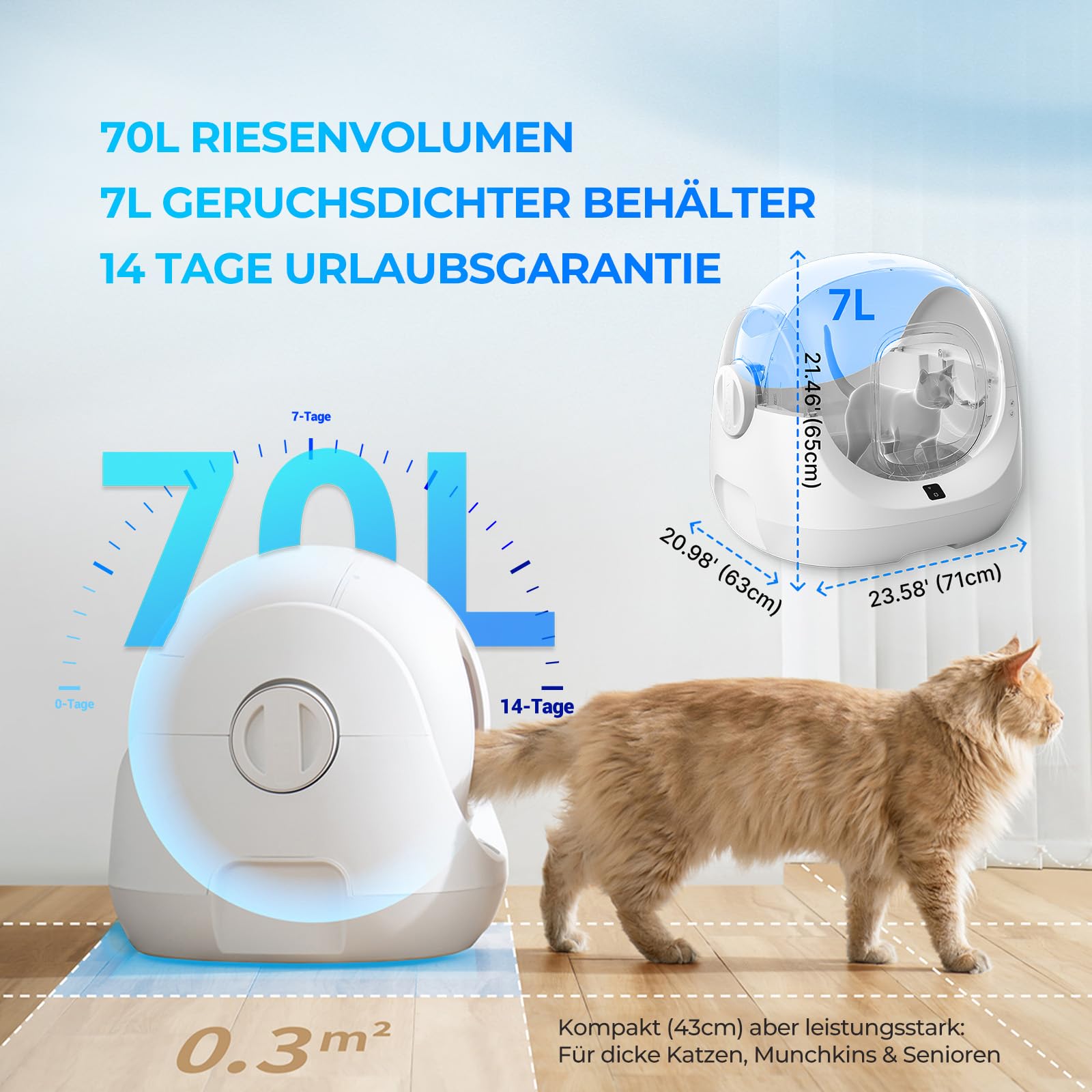 Catlink Baymax Selbstreinigende Katzentoilette, Überwachung der Gesundheit Ihrer Katze, Geeignet für Katzen von 1,5-10 kg, für Mehrere Katzen